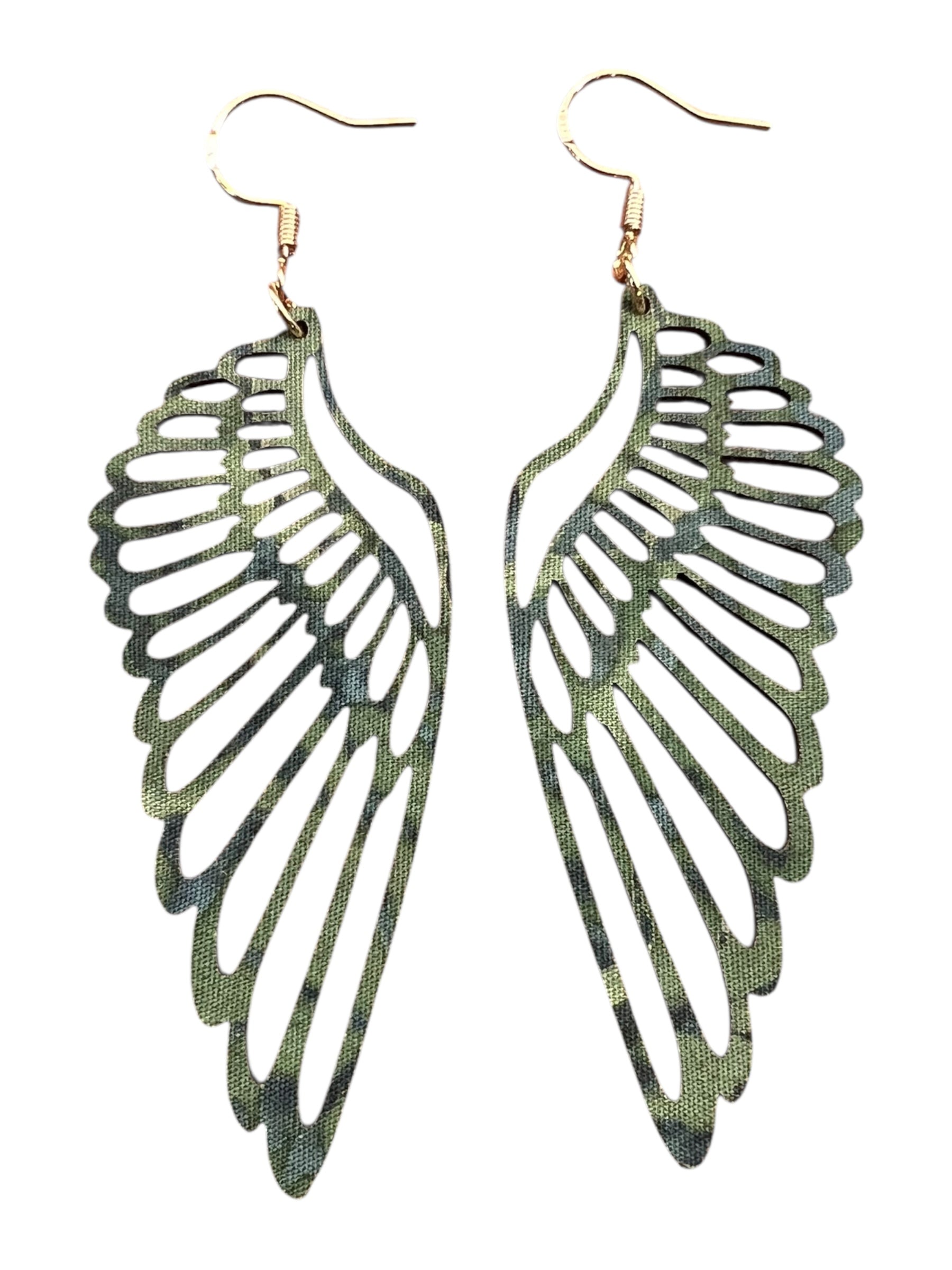 Light Green Upcycled Angel Wing Earrings