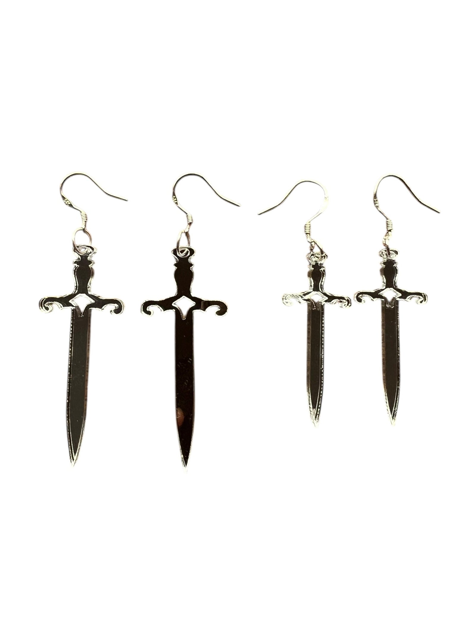 Acrylic Sword Earrings – Gold or Silver Shimmer