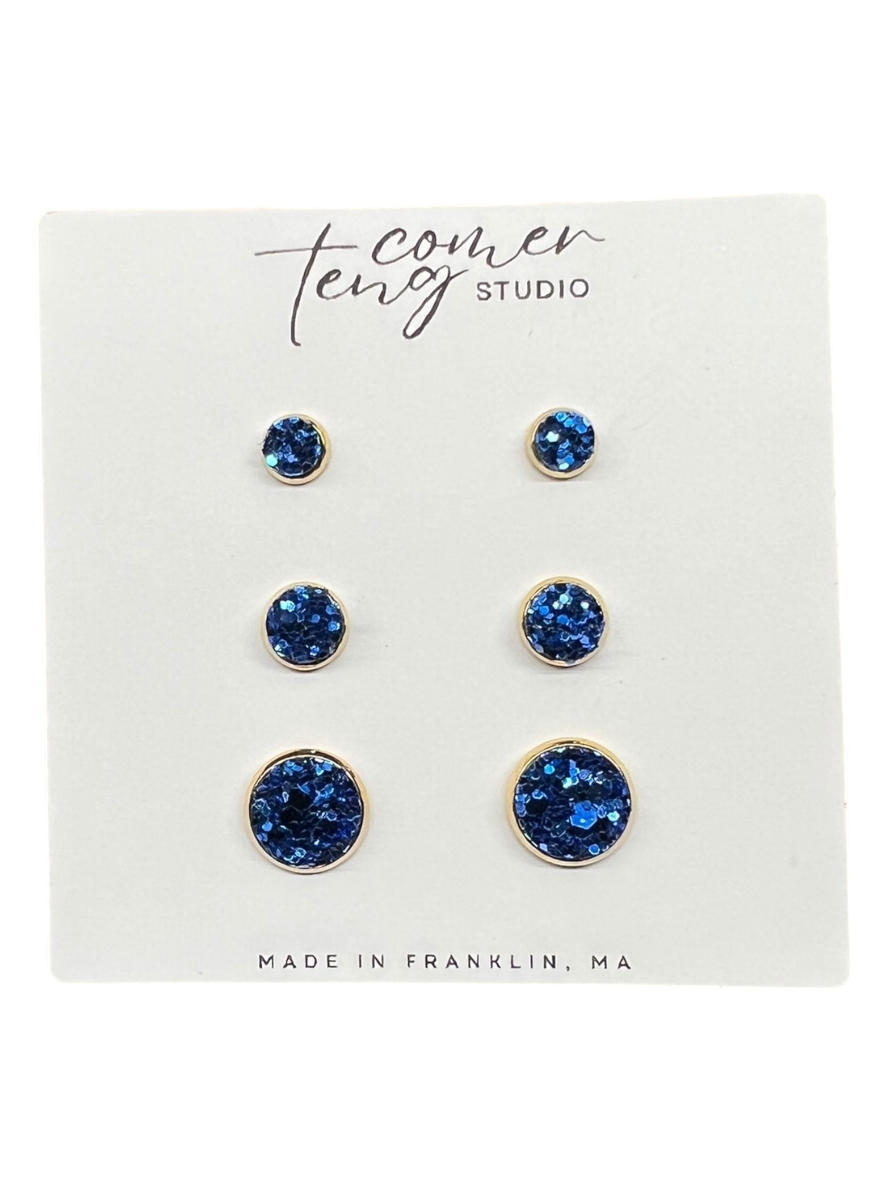 Blue Sparkle Stud Earrings