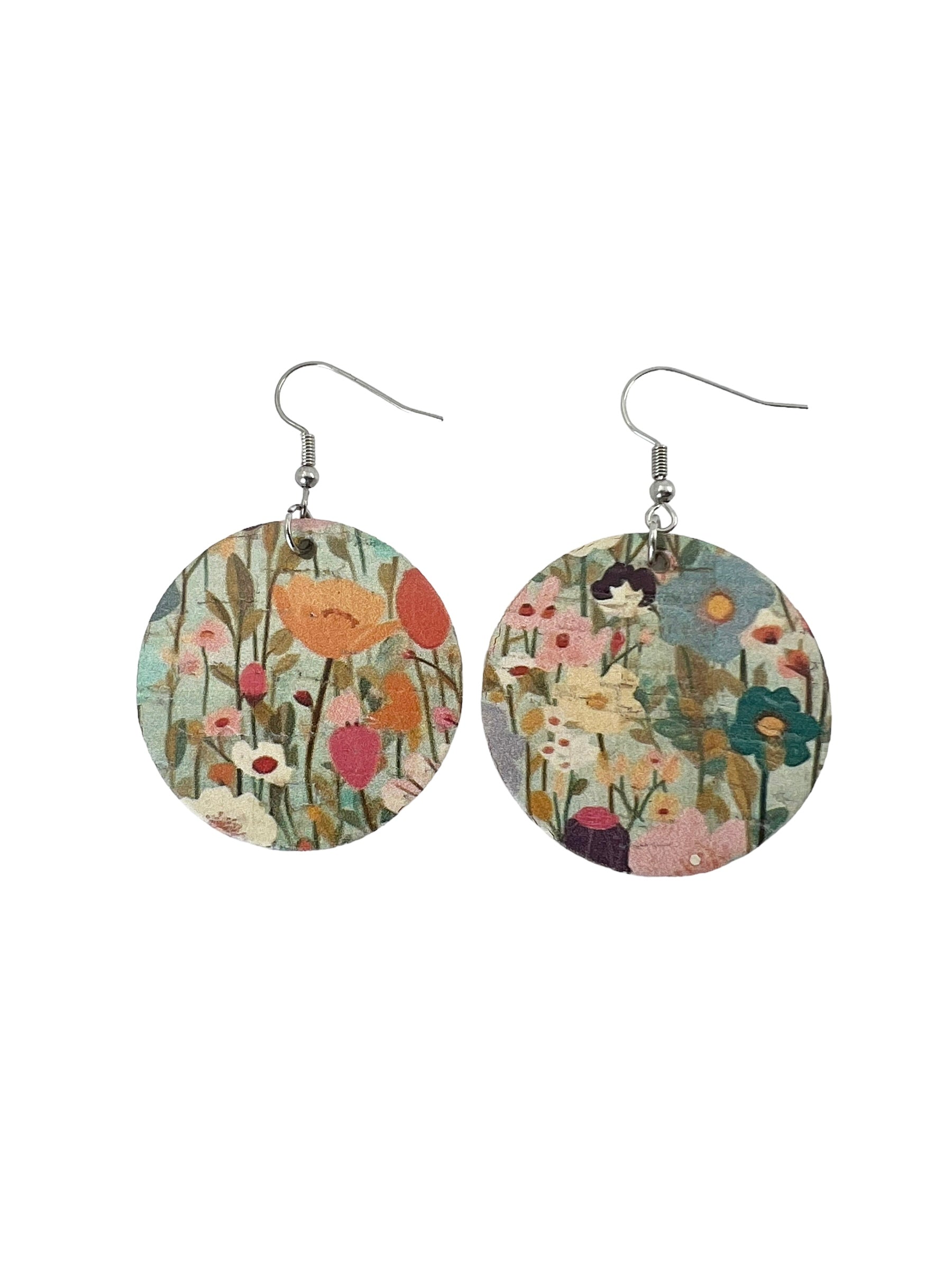 Spring Floral Cork Confetti Dot Earrings