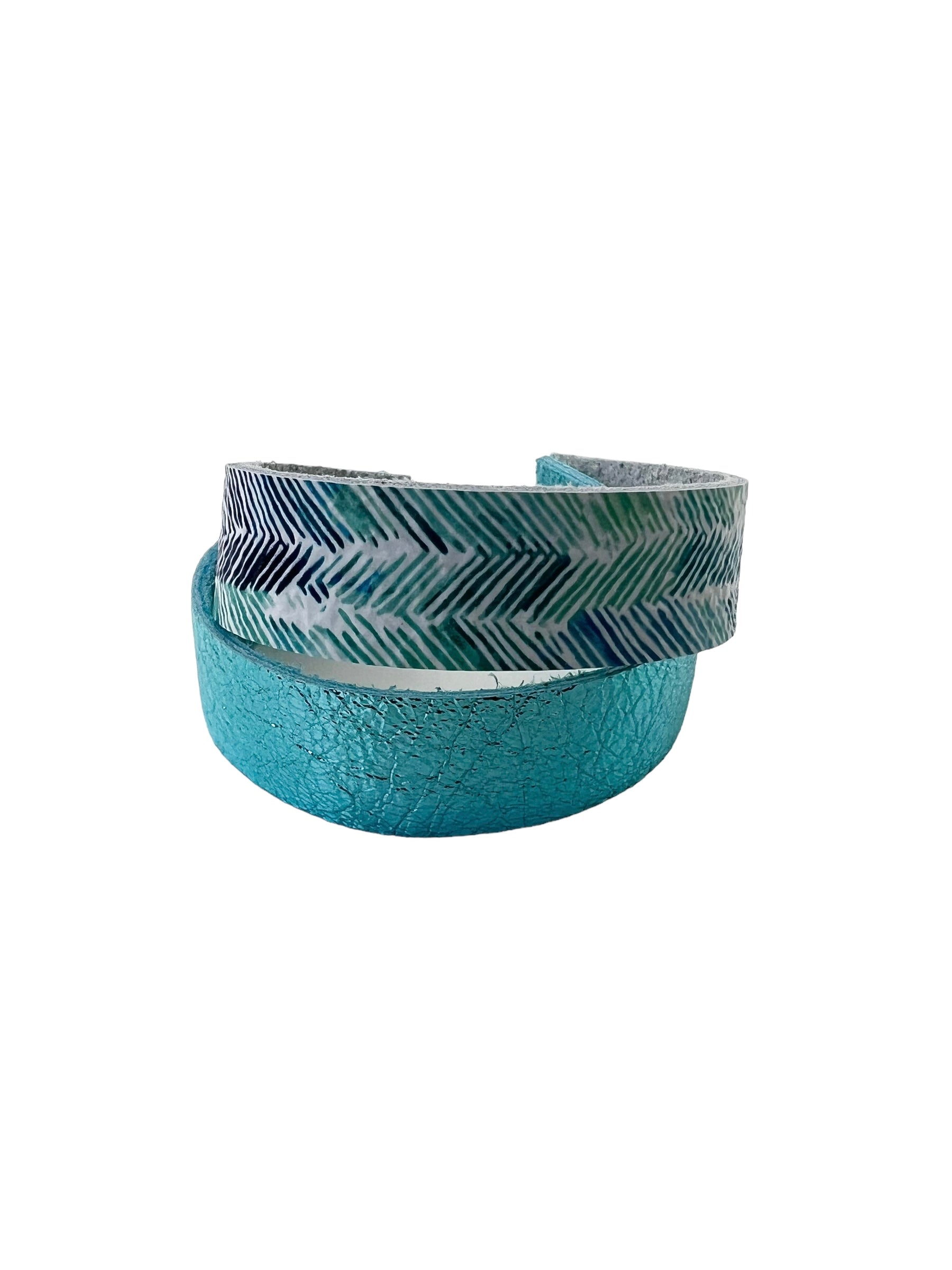 Adult Two Strand Original Bracelet in Ocean Chevron and Metallic Turquoise