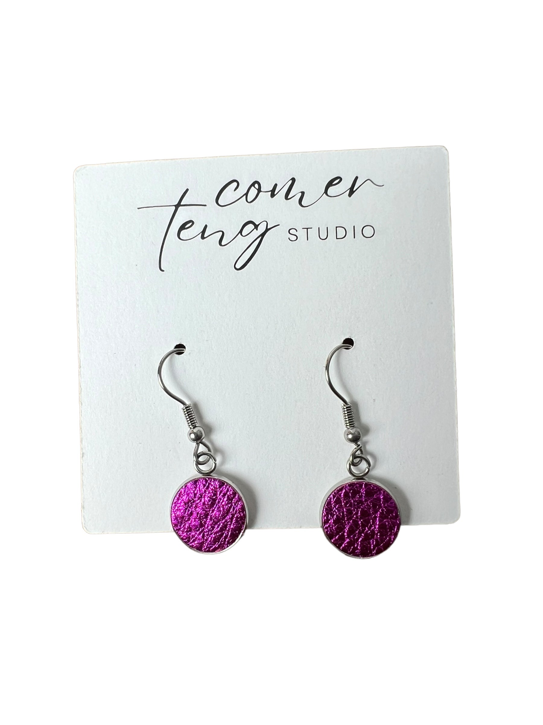 Mini Leather Lantern Dot Earrings