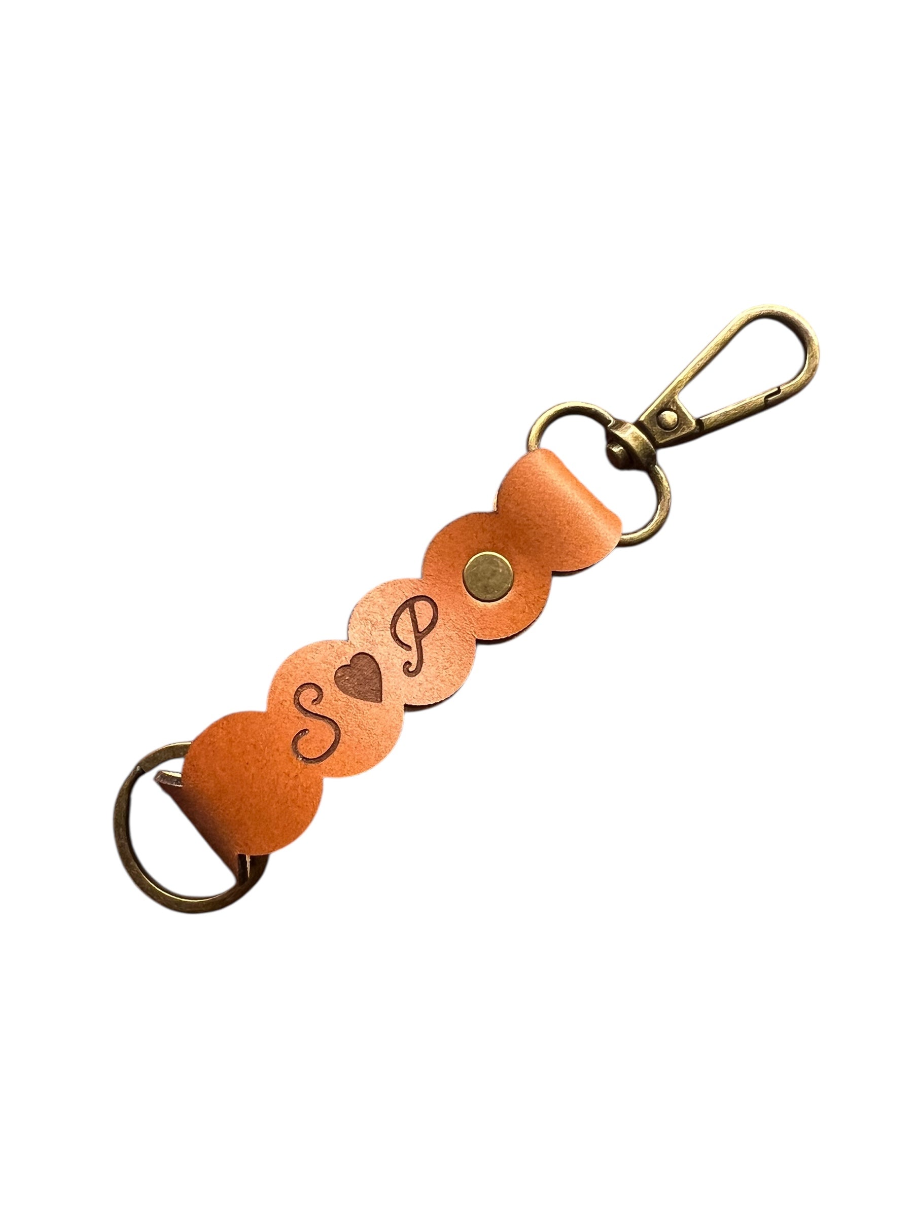Personalized Scalloped Leather Keychain