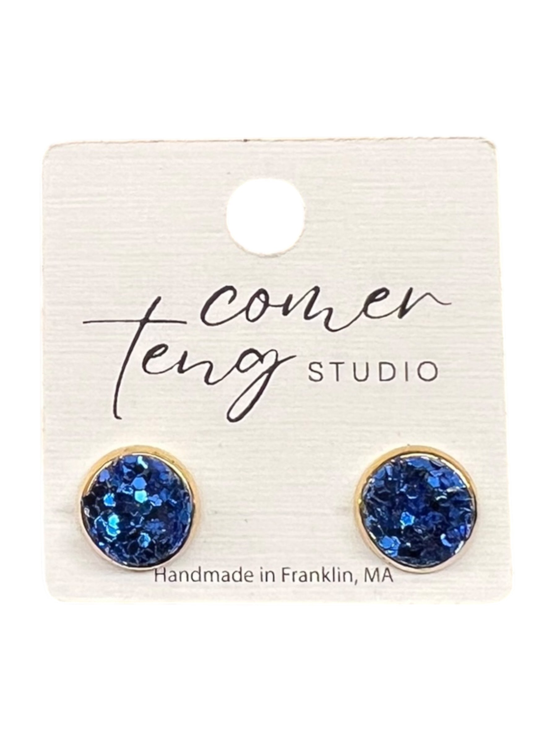 Blue Sparkle Stud Earrings