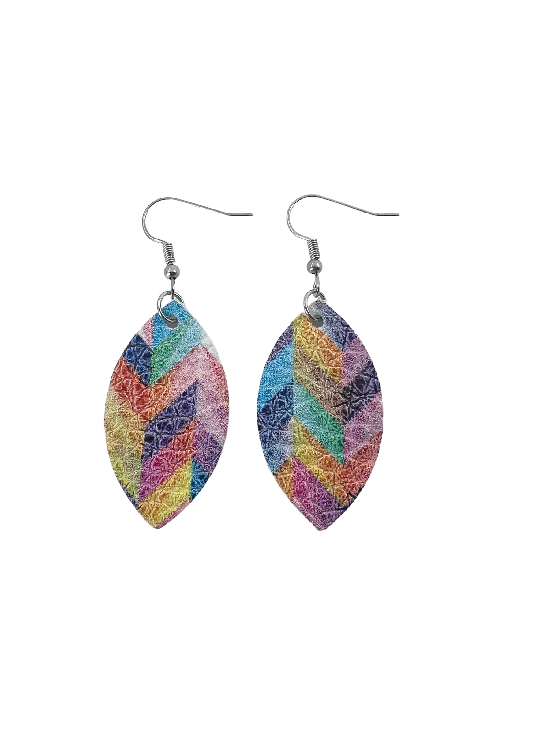 Rainbow Chevron Leaf Earrings