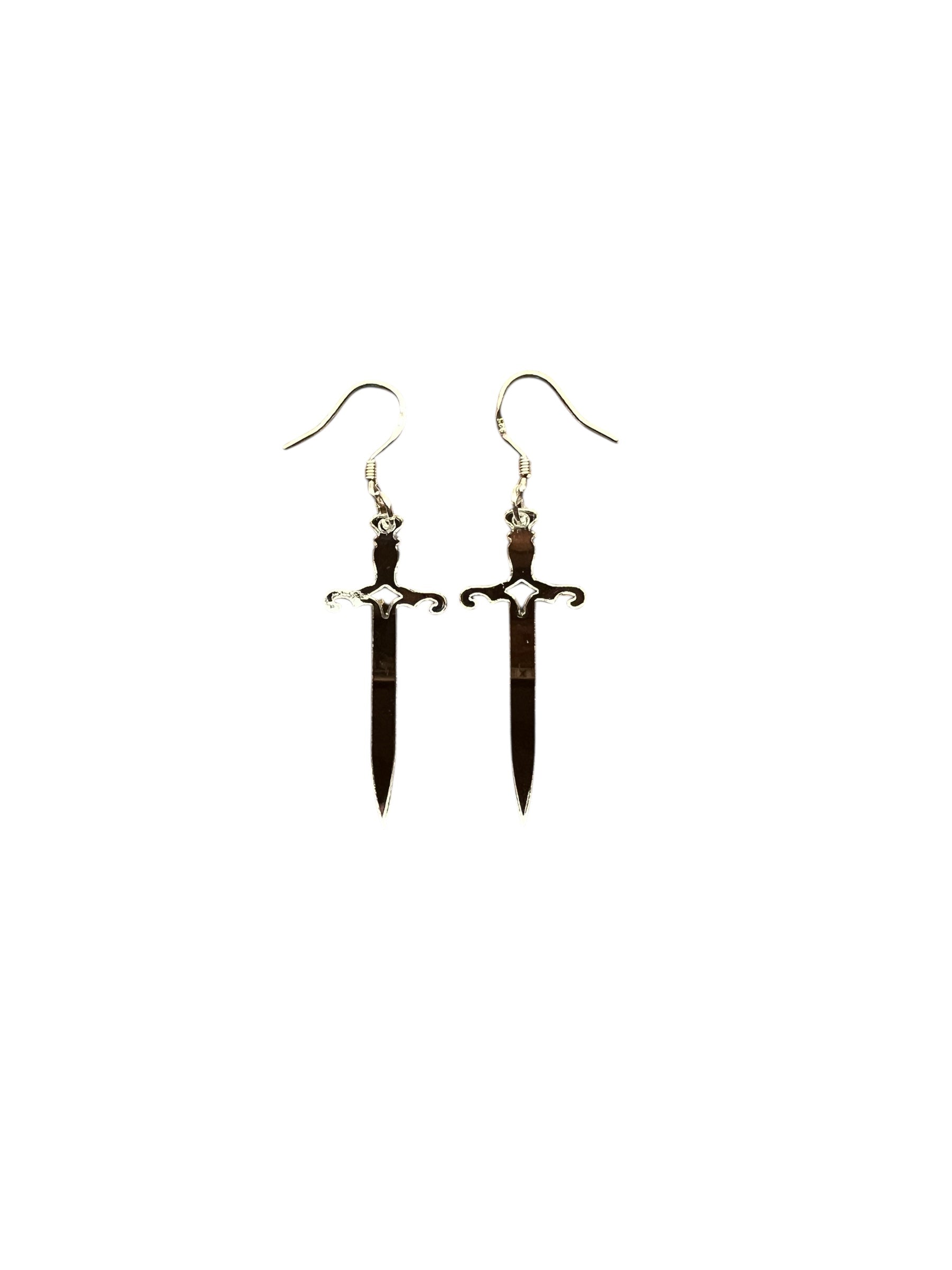 Acrylic Sword Earrings – Gold or Silver Shimmer