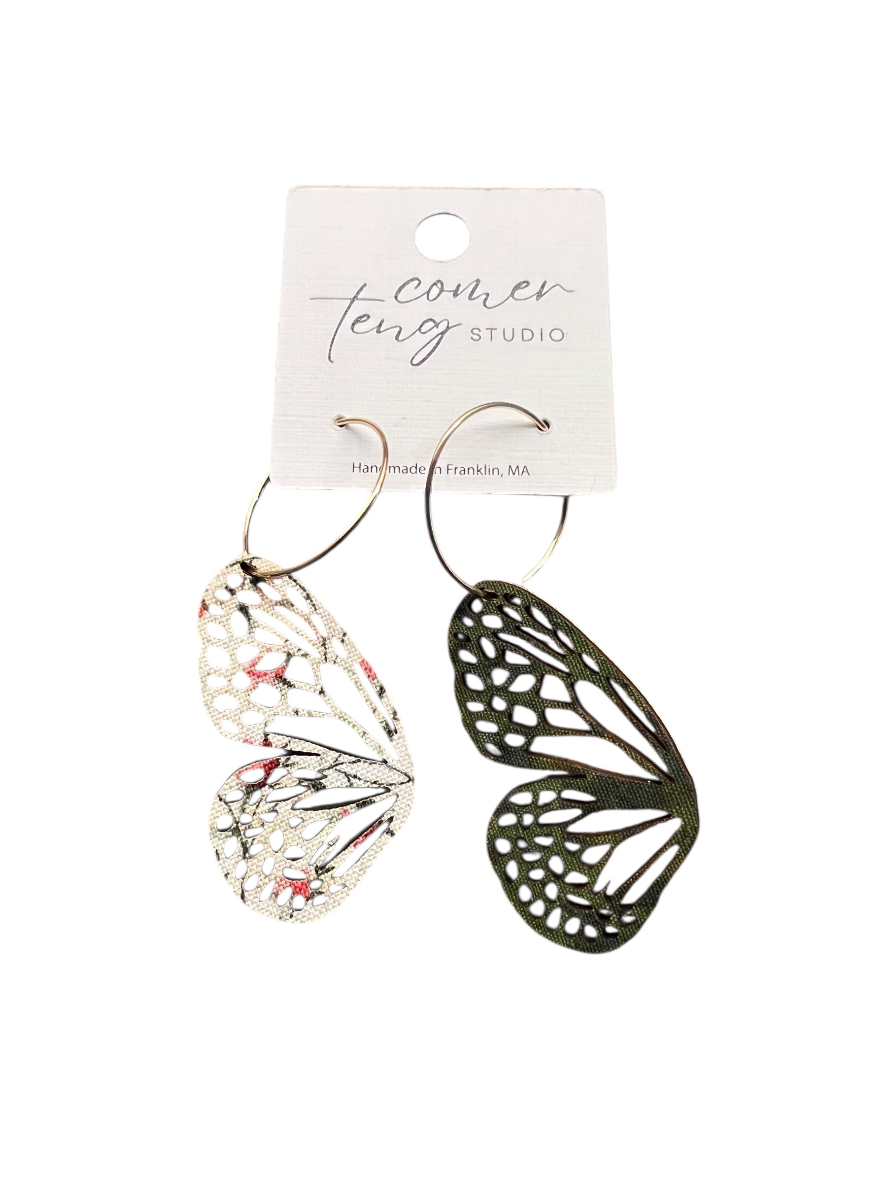 Two-Sided Mini Butterfly Hoop Earrings