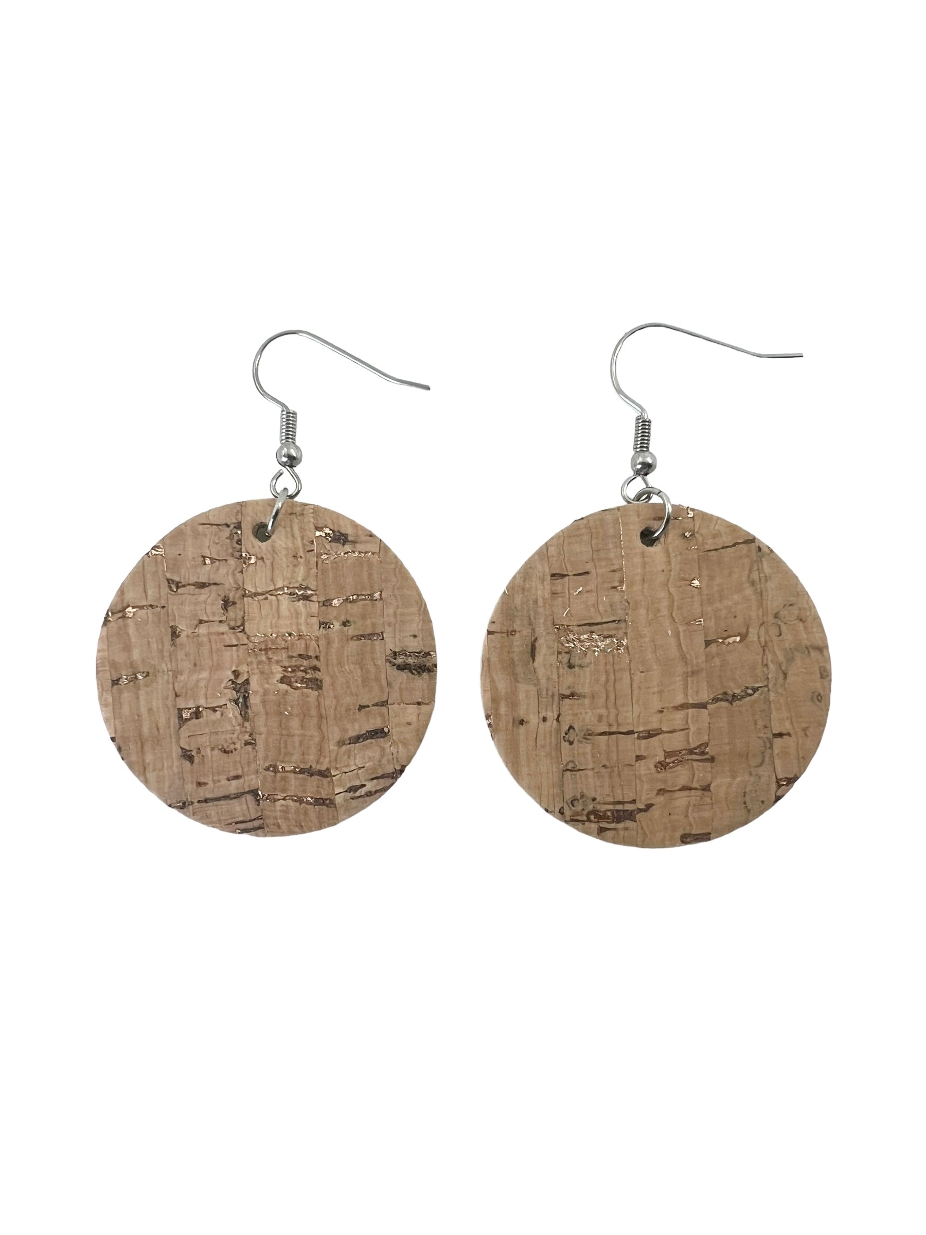 Cork and Rose Gold Confetti Dot Earrings