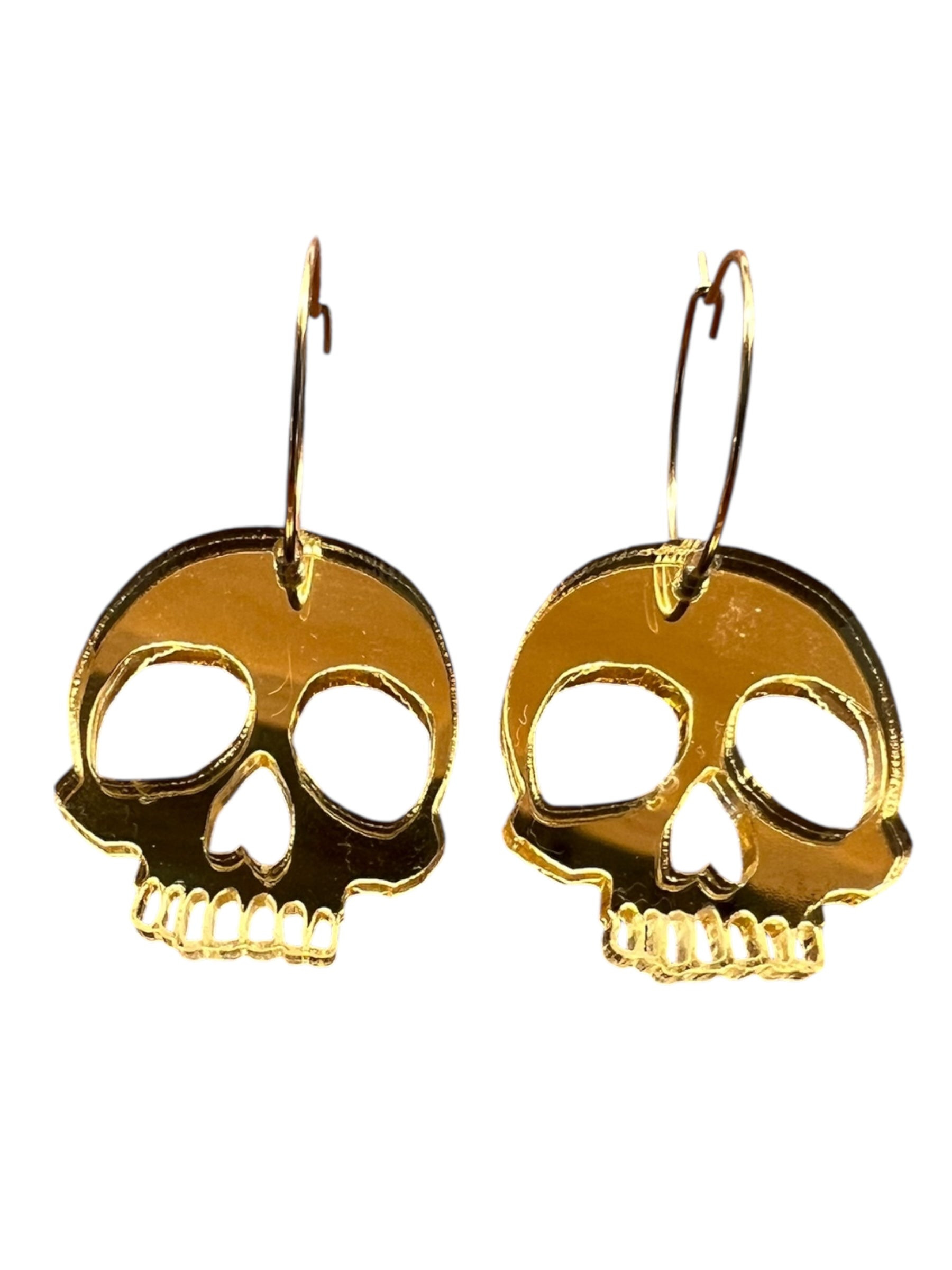 Gold Shimmer Skull Earrings