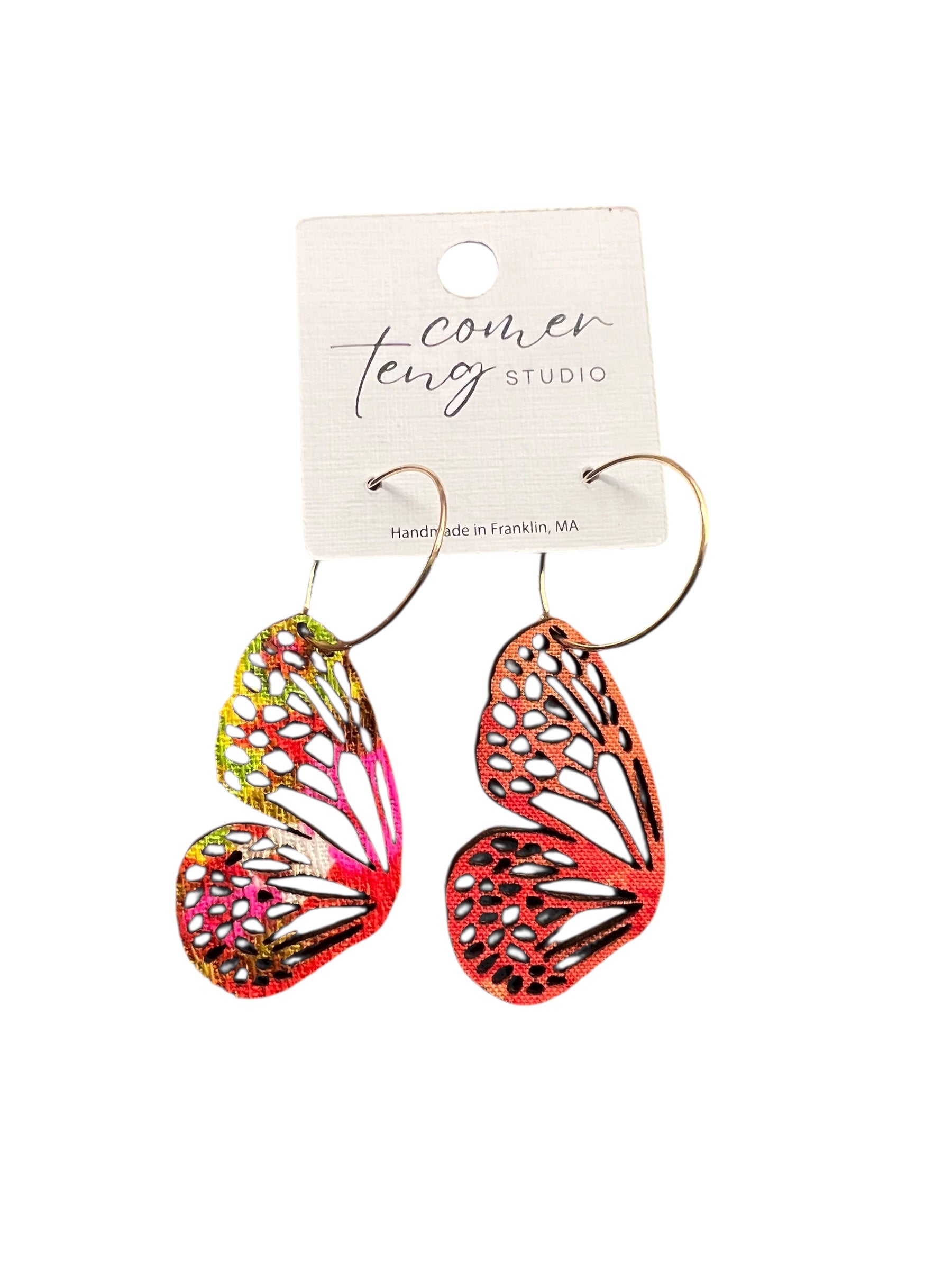 Two-Sided Mini Butterfly Hoop Earrings