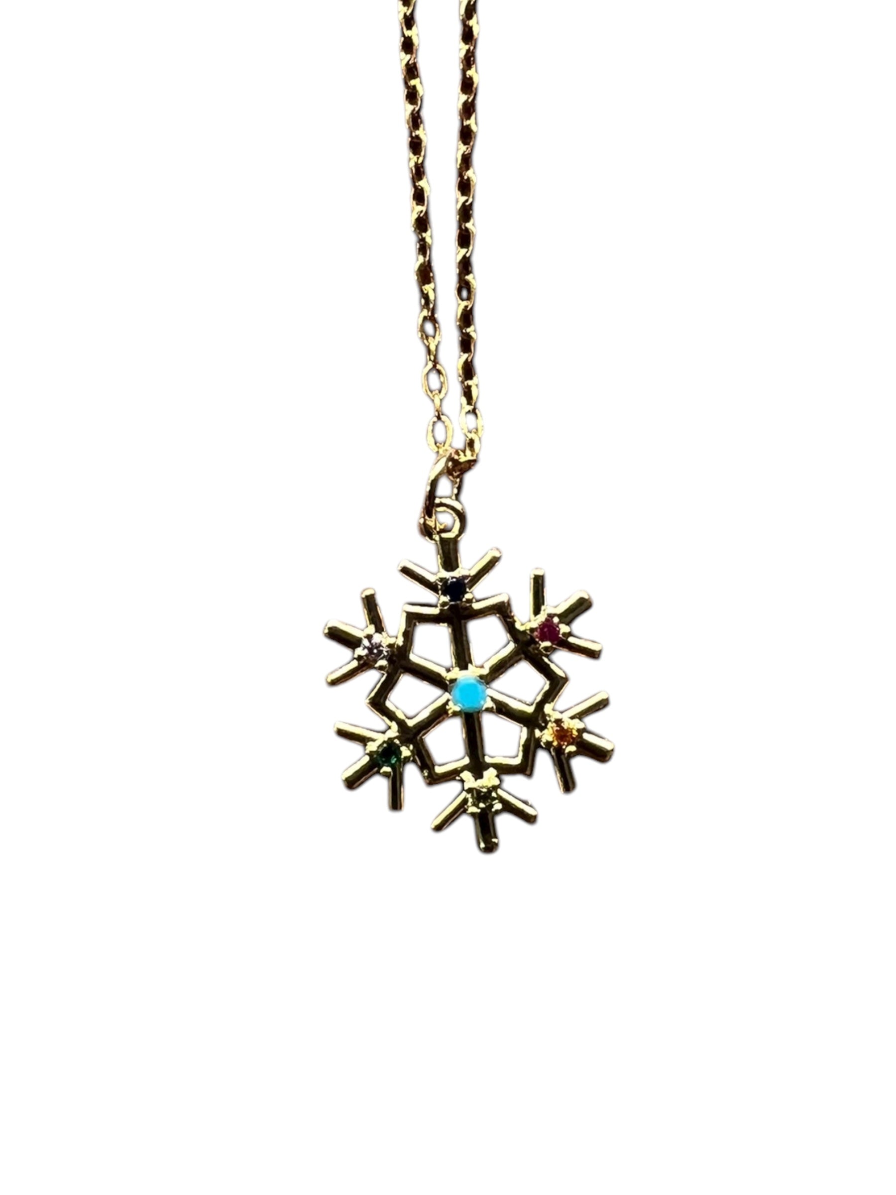 18K Gold Snowflake Necklace