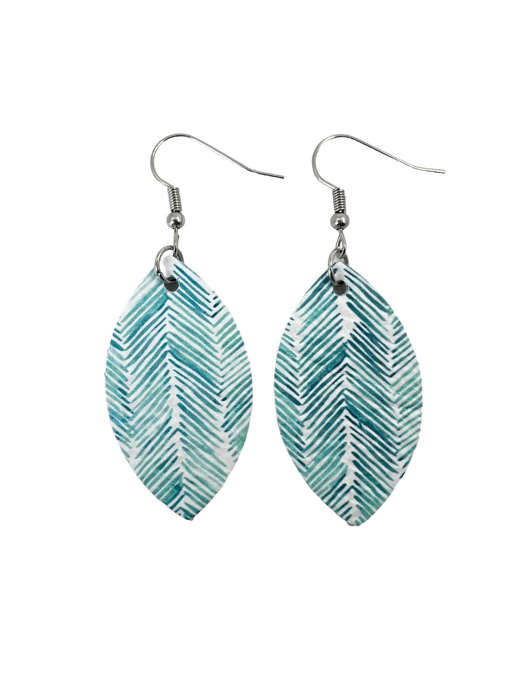 Ocean Chevron Leaf Earrings