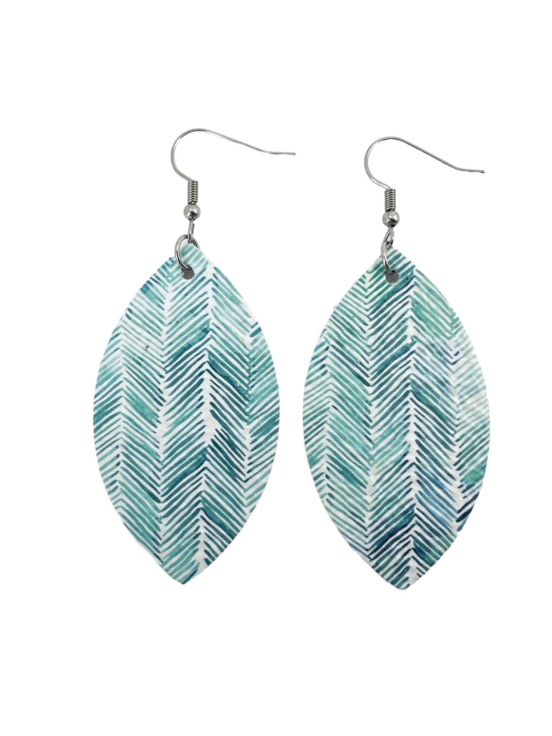 Ocean Chevron Leaf Earrings