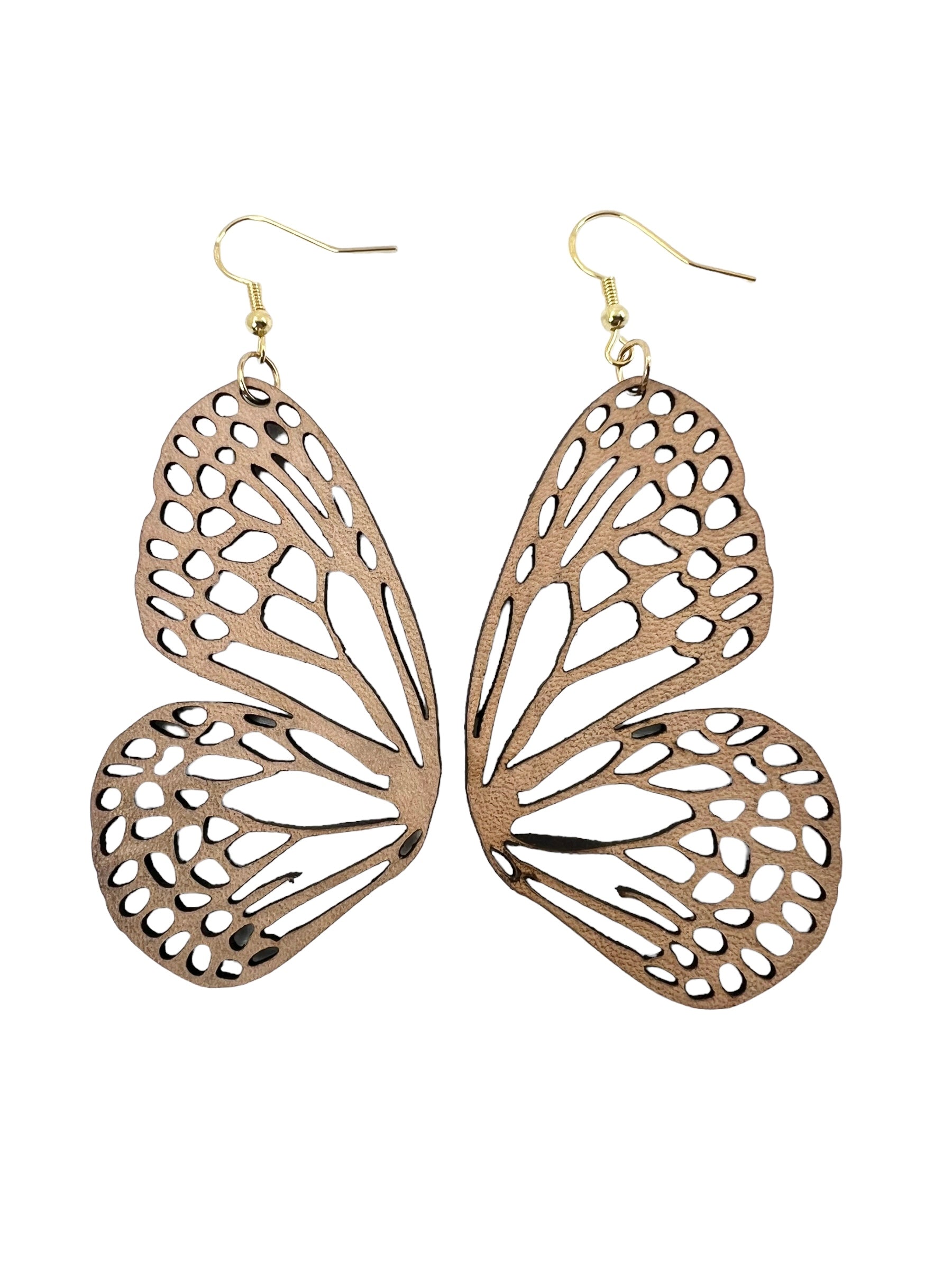 Large Leather Butterfly Wing Earrings