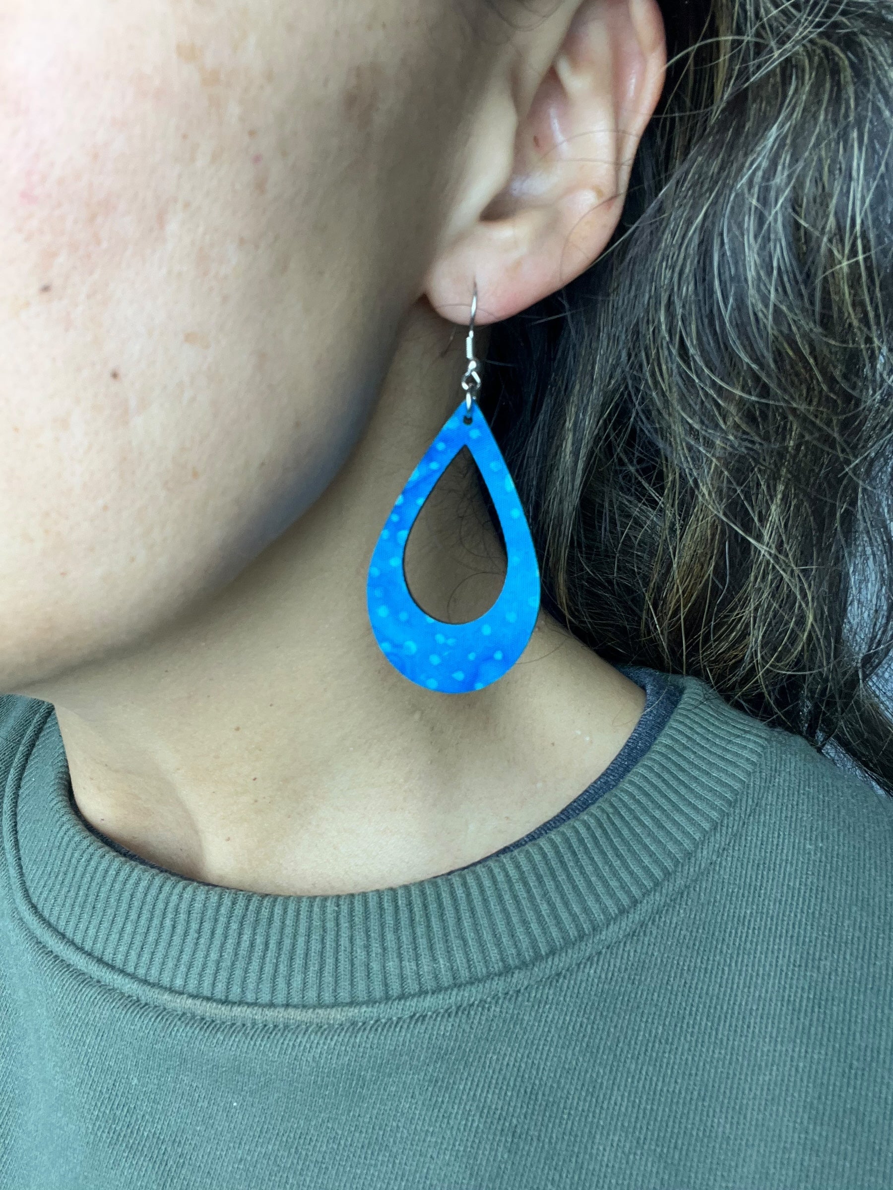 Upcycled Blue Dotted Stella Earrings