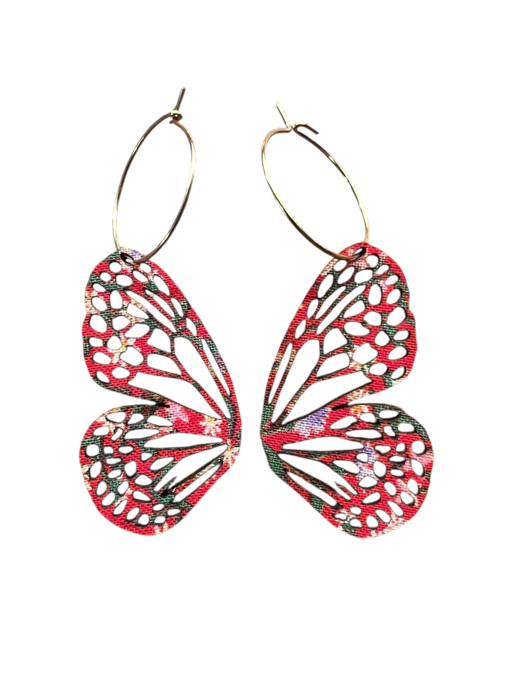 Bloom & Blush Butterflies – Upcycled Double-Sided Mini Butterfly Hoop Earrings