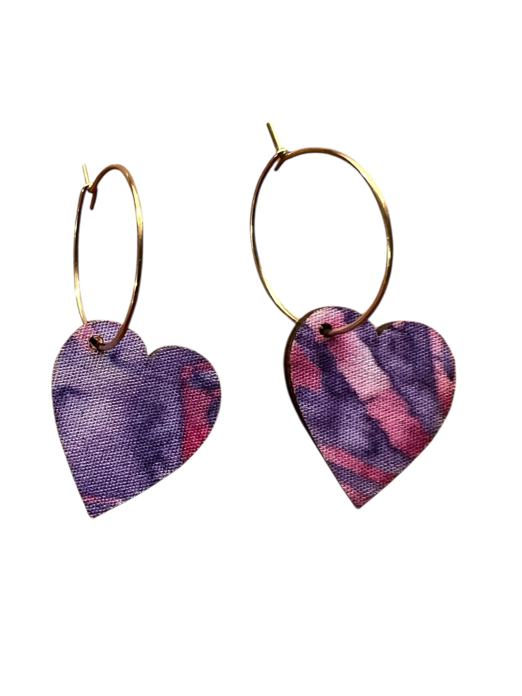Sea & Sky Hearts – Upcycled Double-Sided Heart Hoop Earrings
