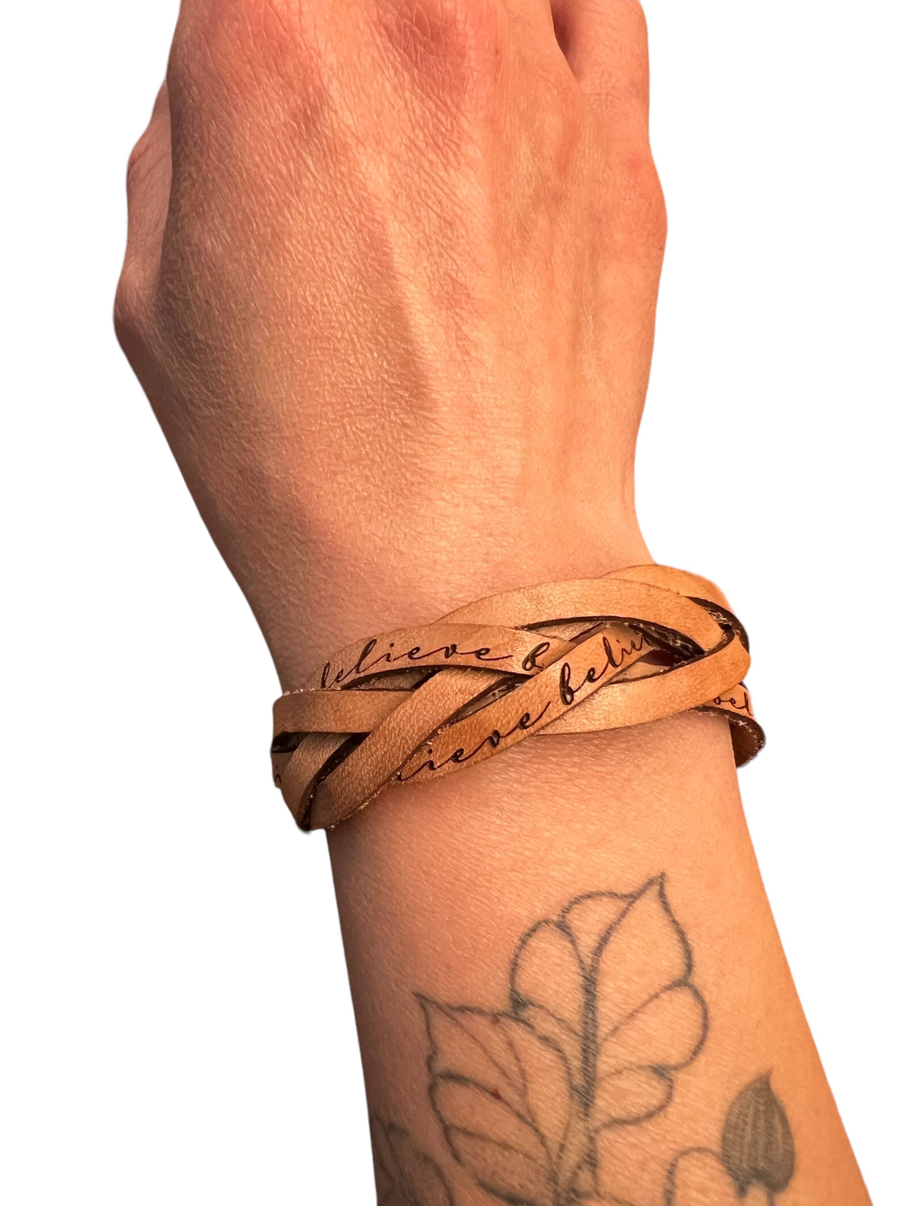 Personalized Braided Leather Cuff