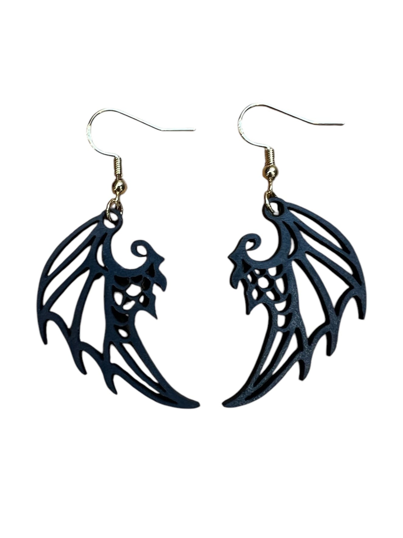 Black Leather Dragon Wing Earrings