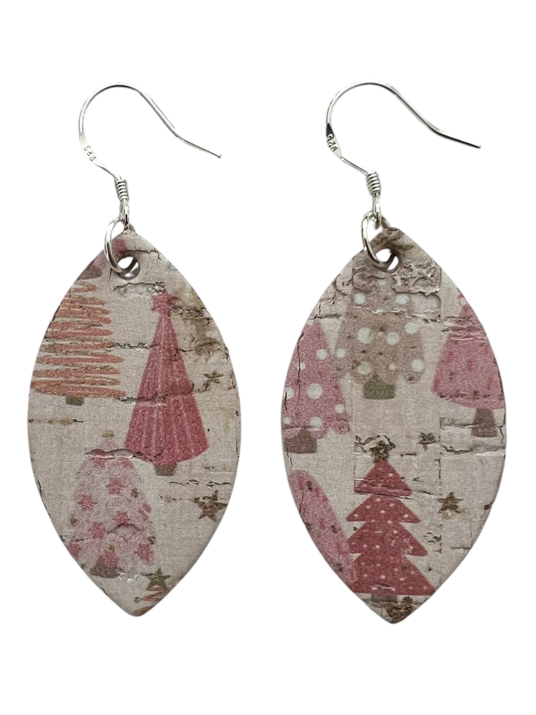 Pink Pine Tree Mini Leaf Earrings