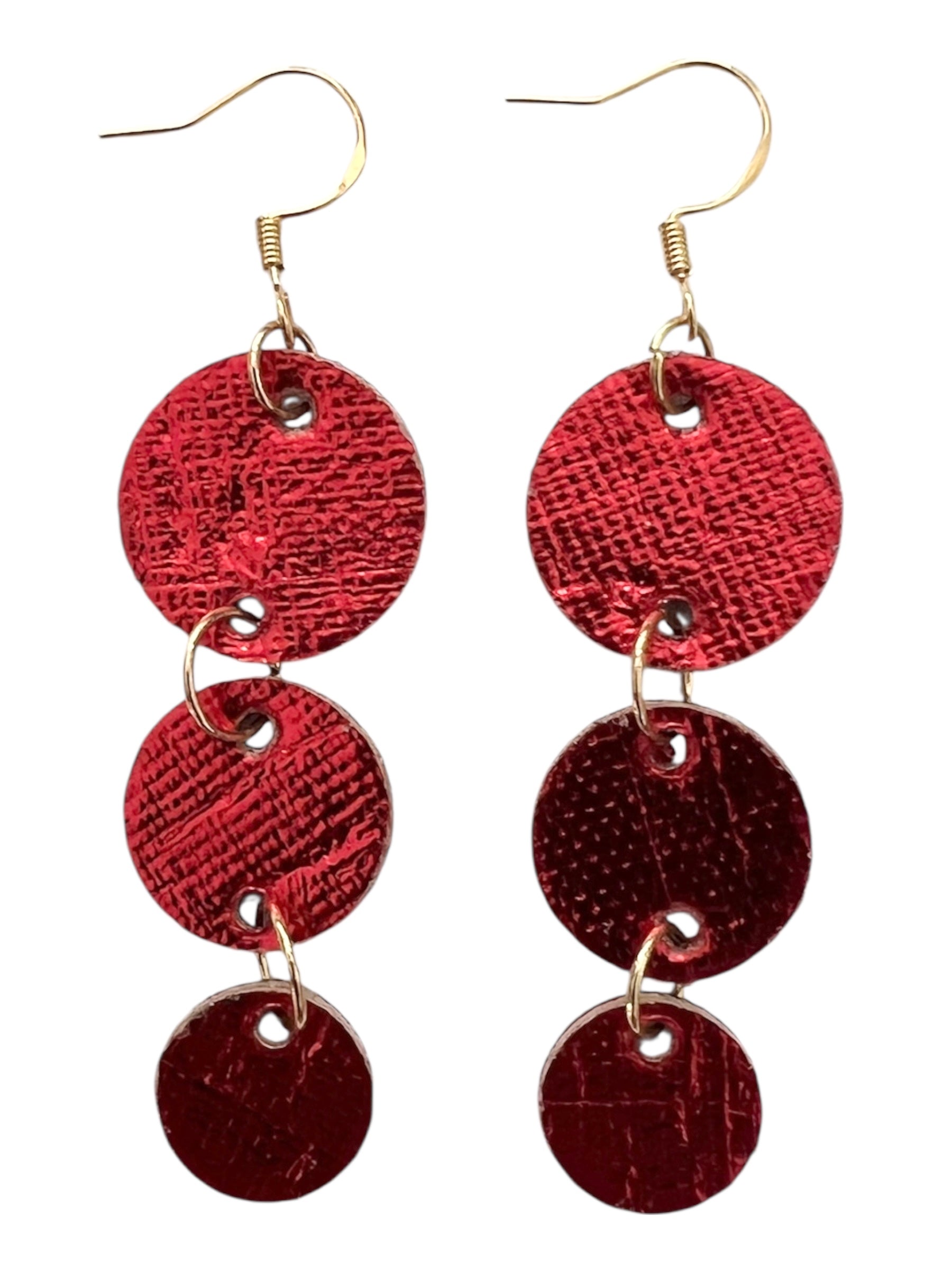 Red Shimmer Trio Earrings