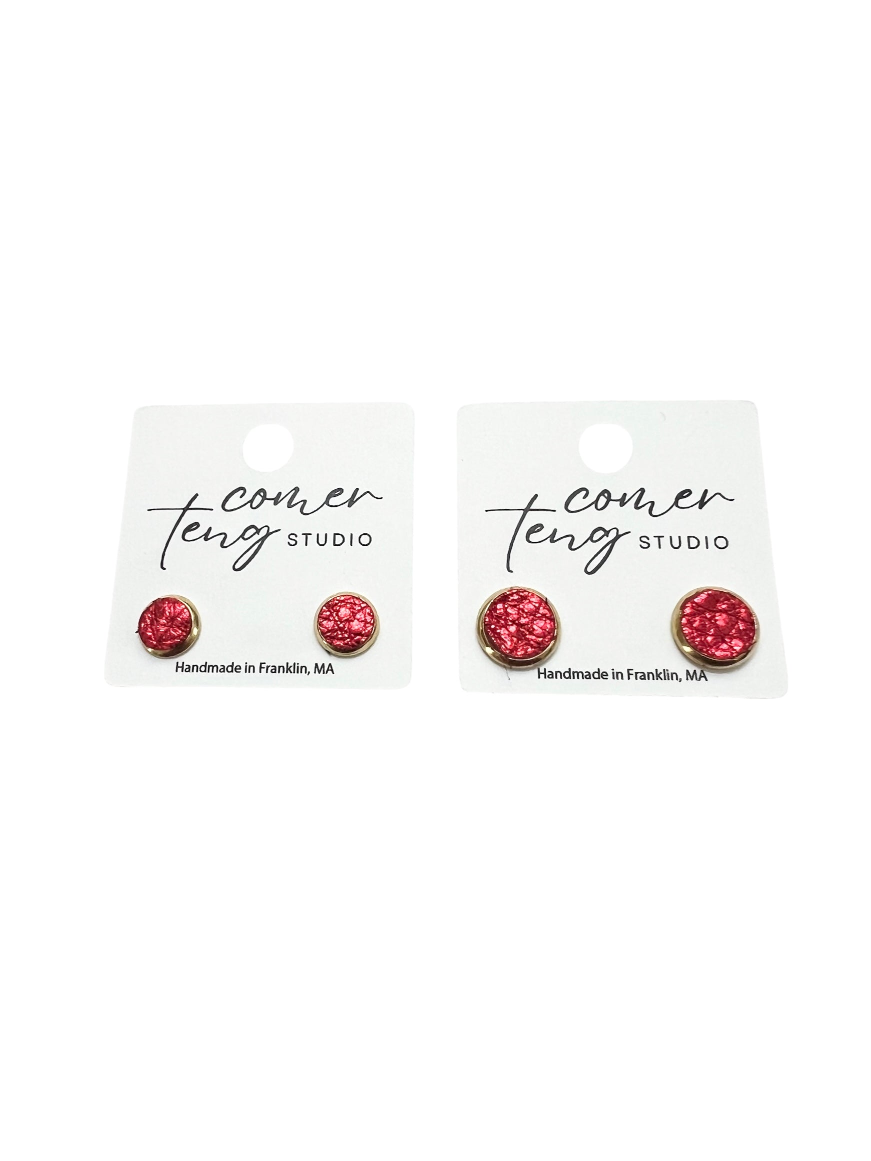 Red Shimmer Stud Earrings