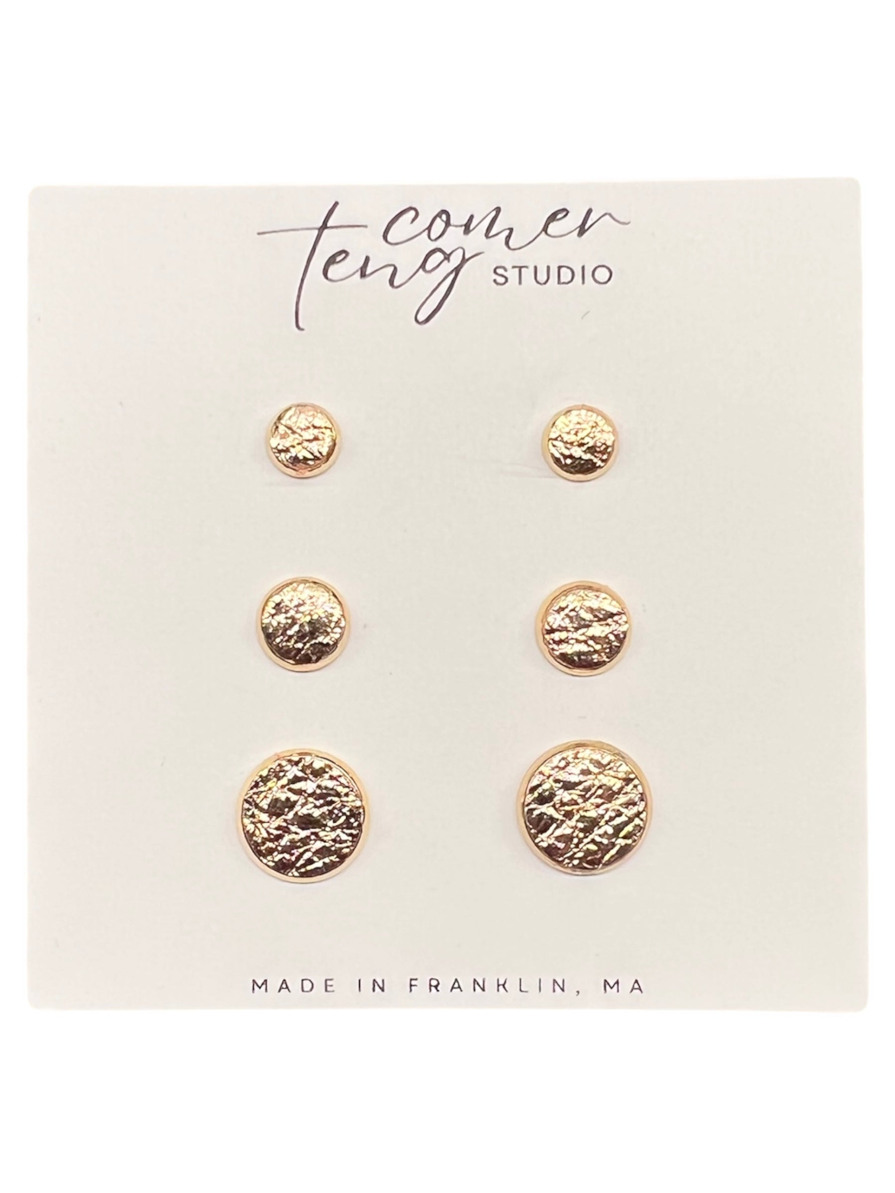 Gold Leather Stud Earrings