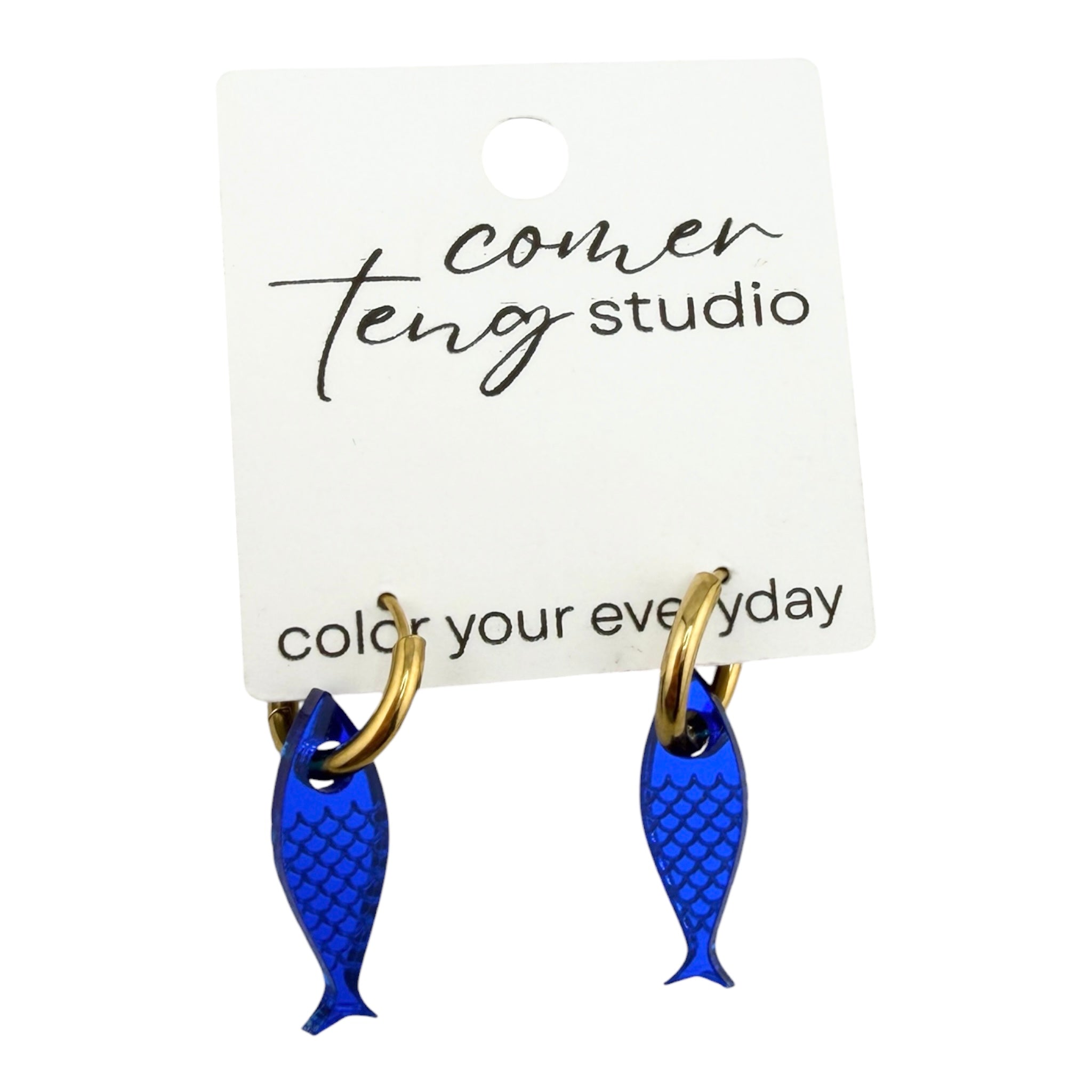 Fish Charm Hoop Earrings