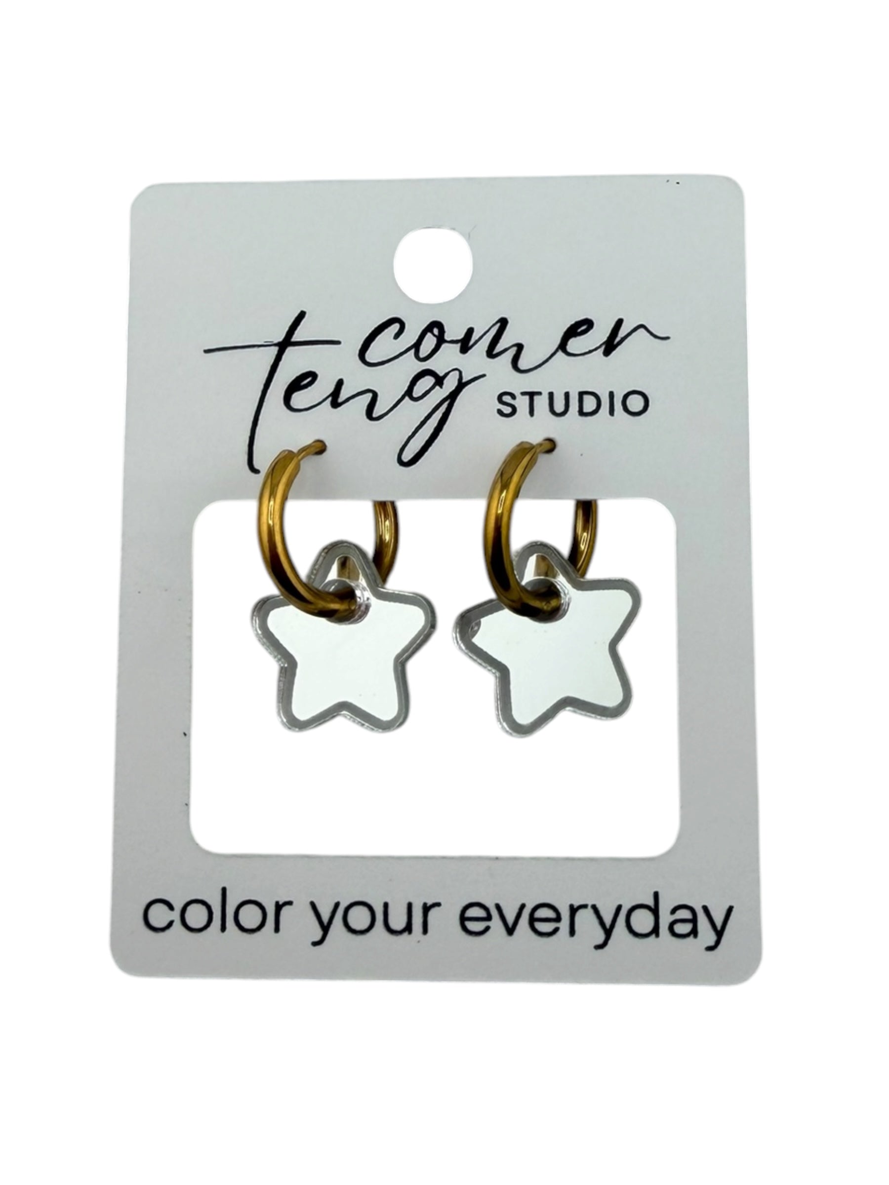 Star Charm Hoop Earrings