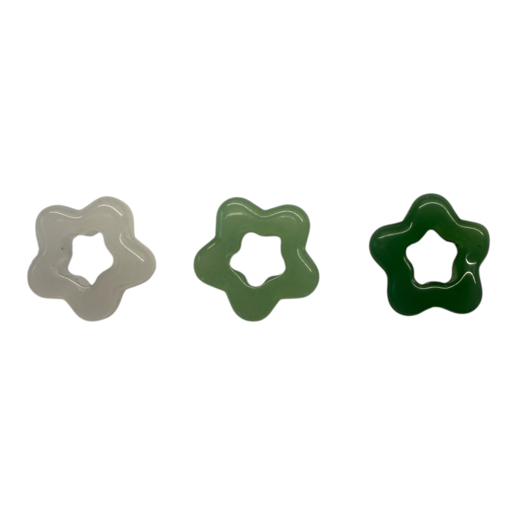 Jade-Inspired Glass Flower Charm Hoops