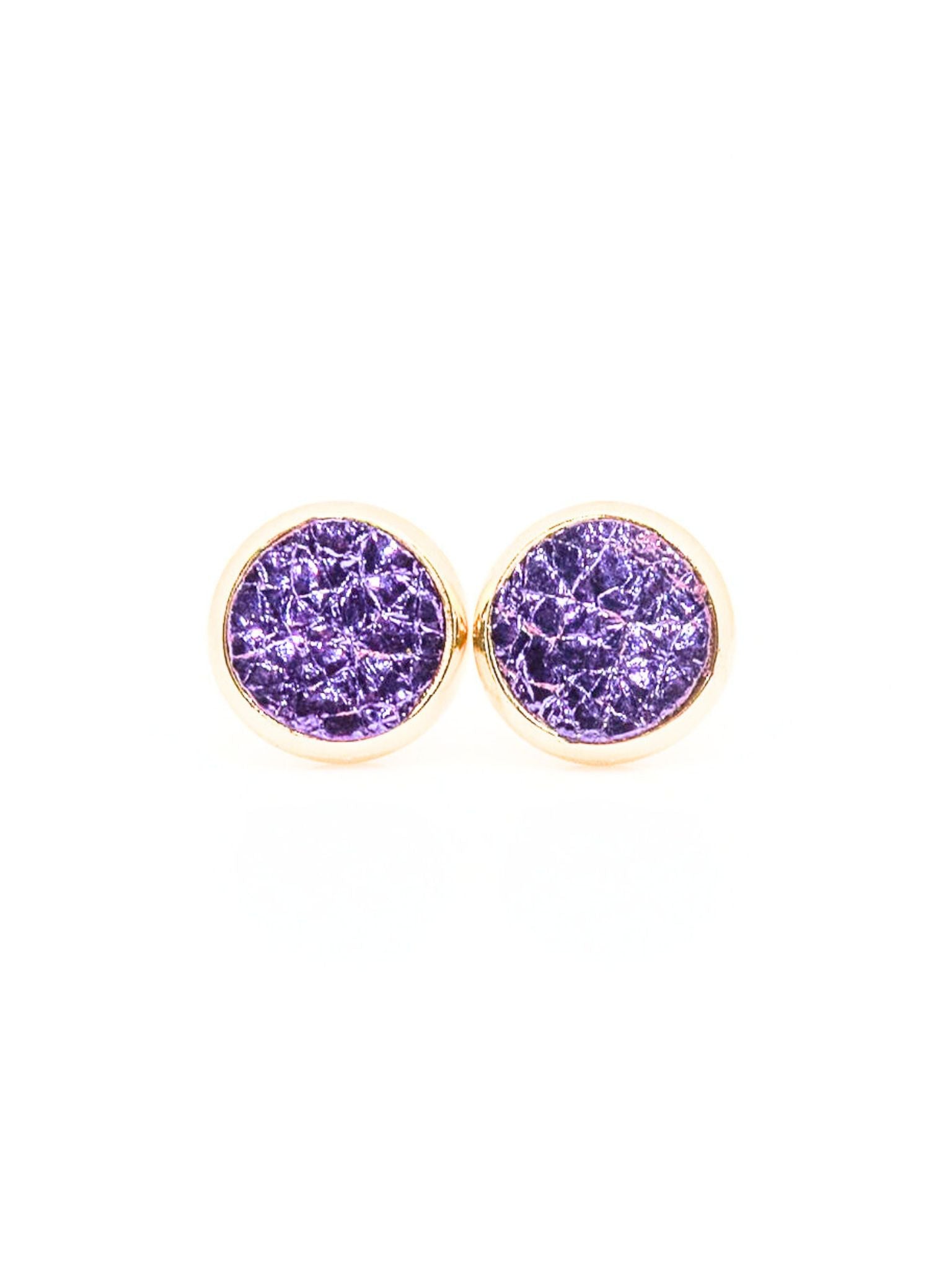 Purple Leather Stud Earrings