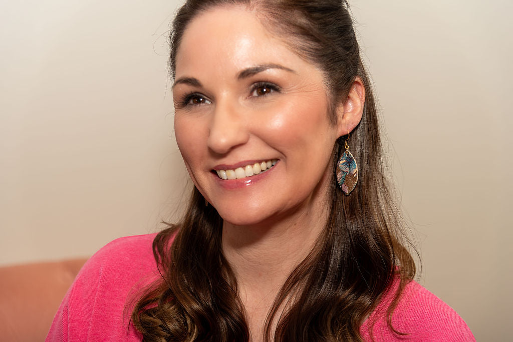 Funky Floral Leather Fishtail Mini Leaf Earrings