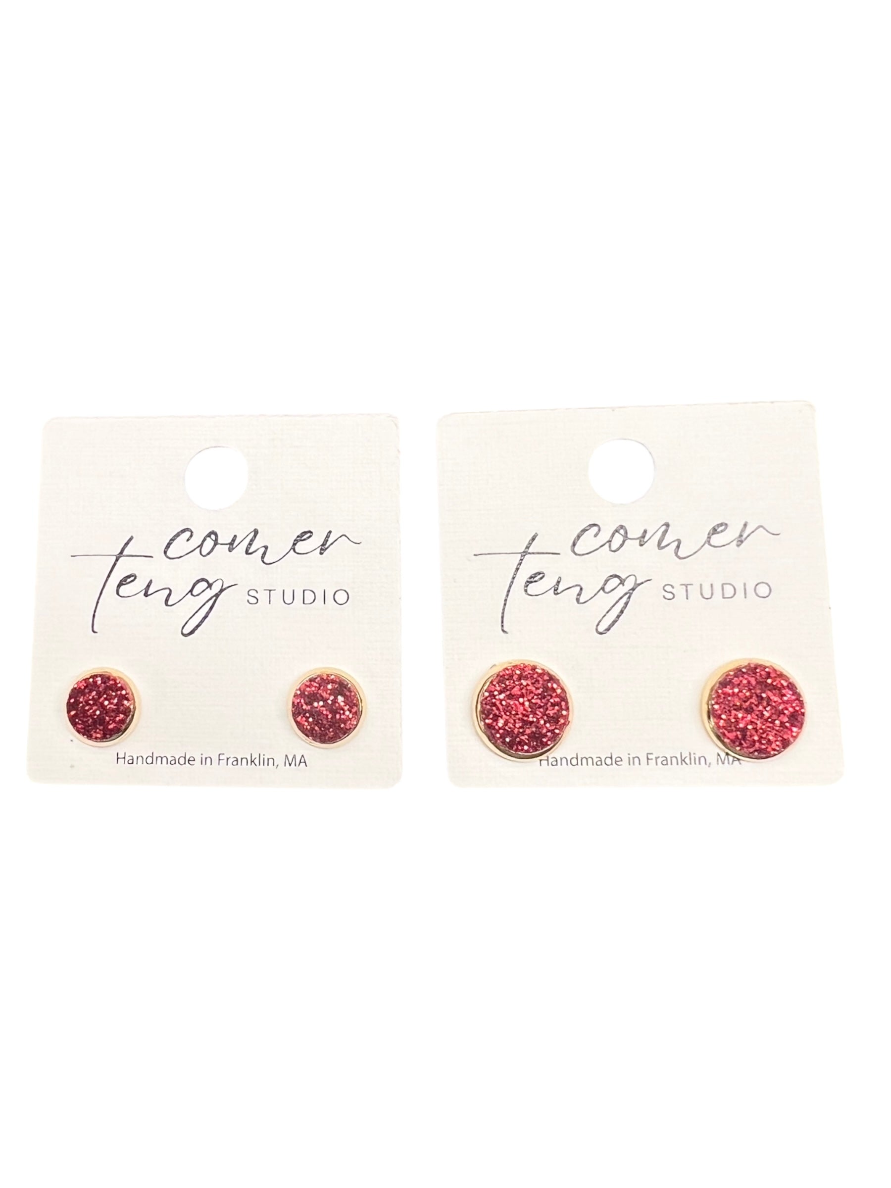 Red Shimmer Stud Earrings