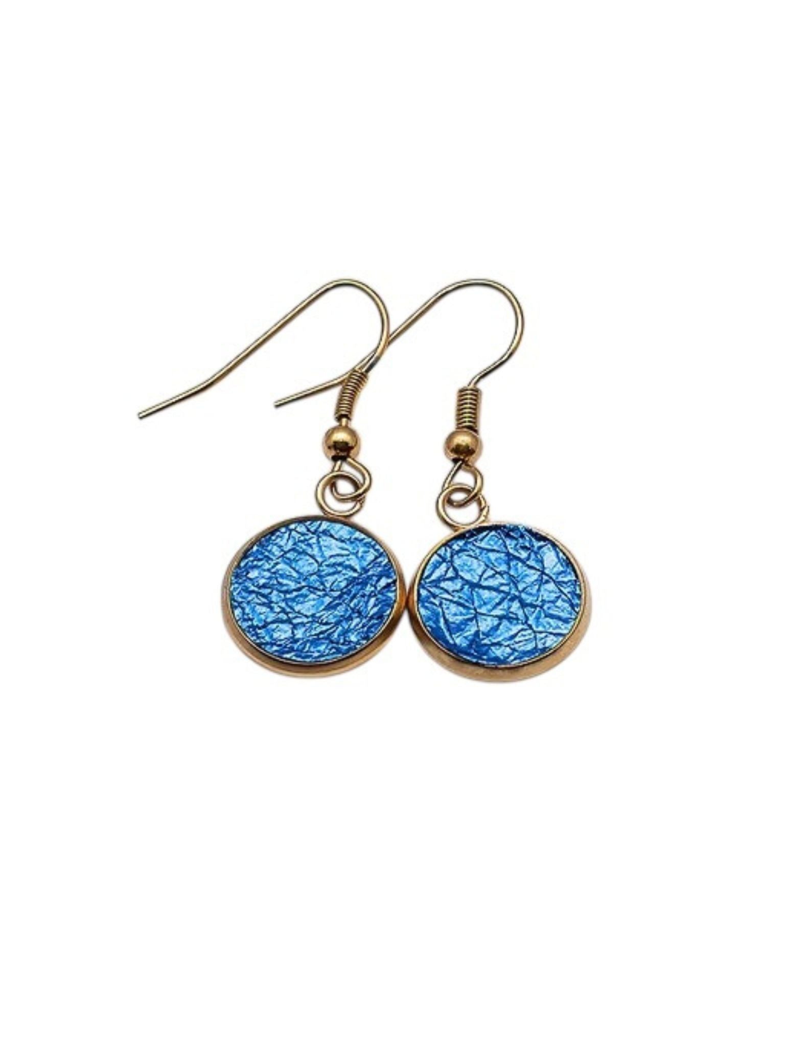 Royal Blue Mini Lantern Earrings — 12 mm — Stainless Steel or Gold Plated