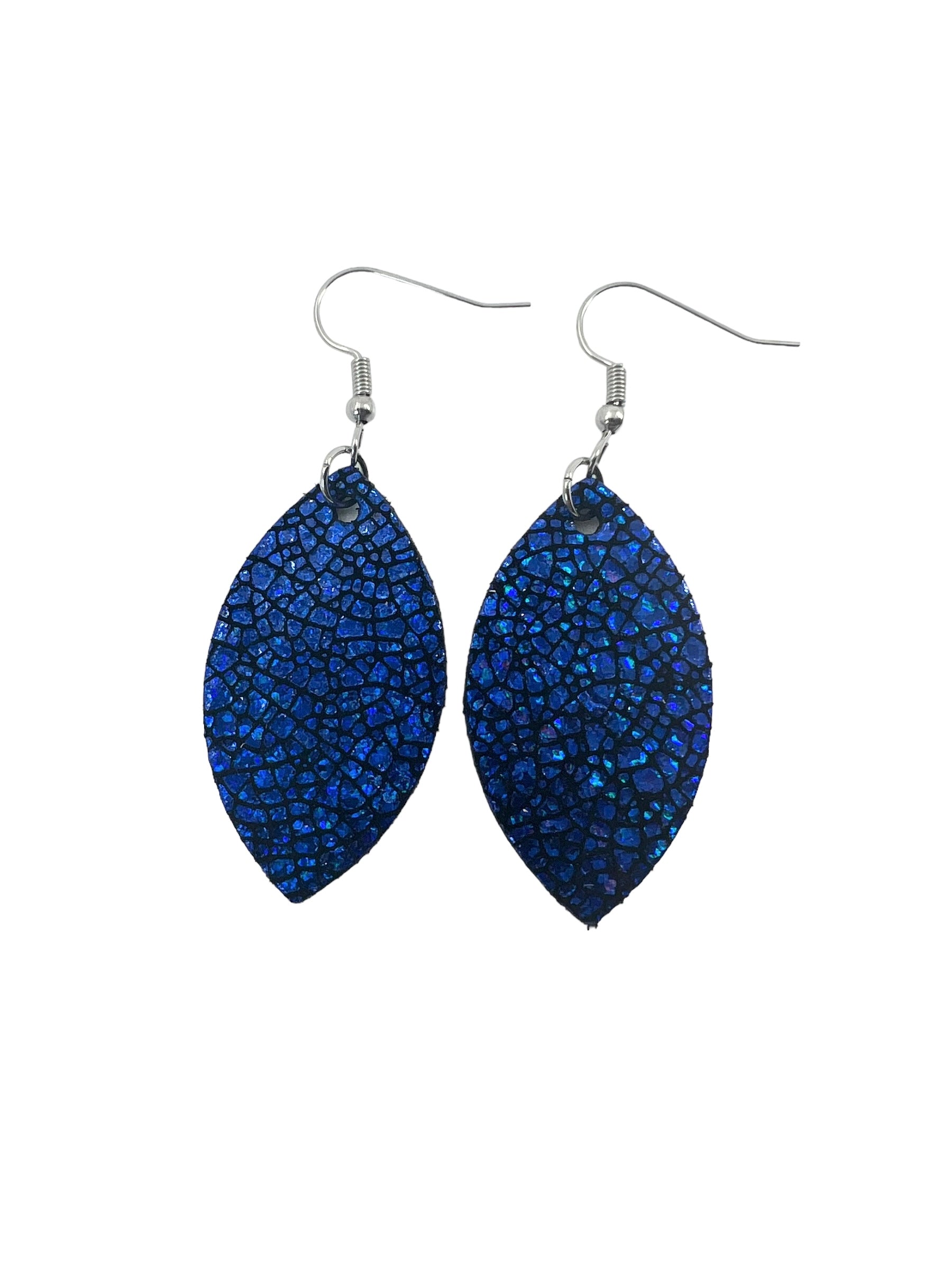 Royal Blue Shimmer Mini Leaf Earrings