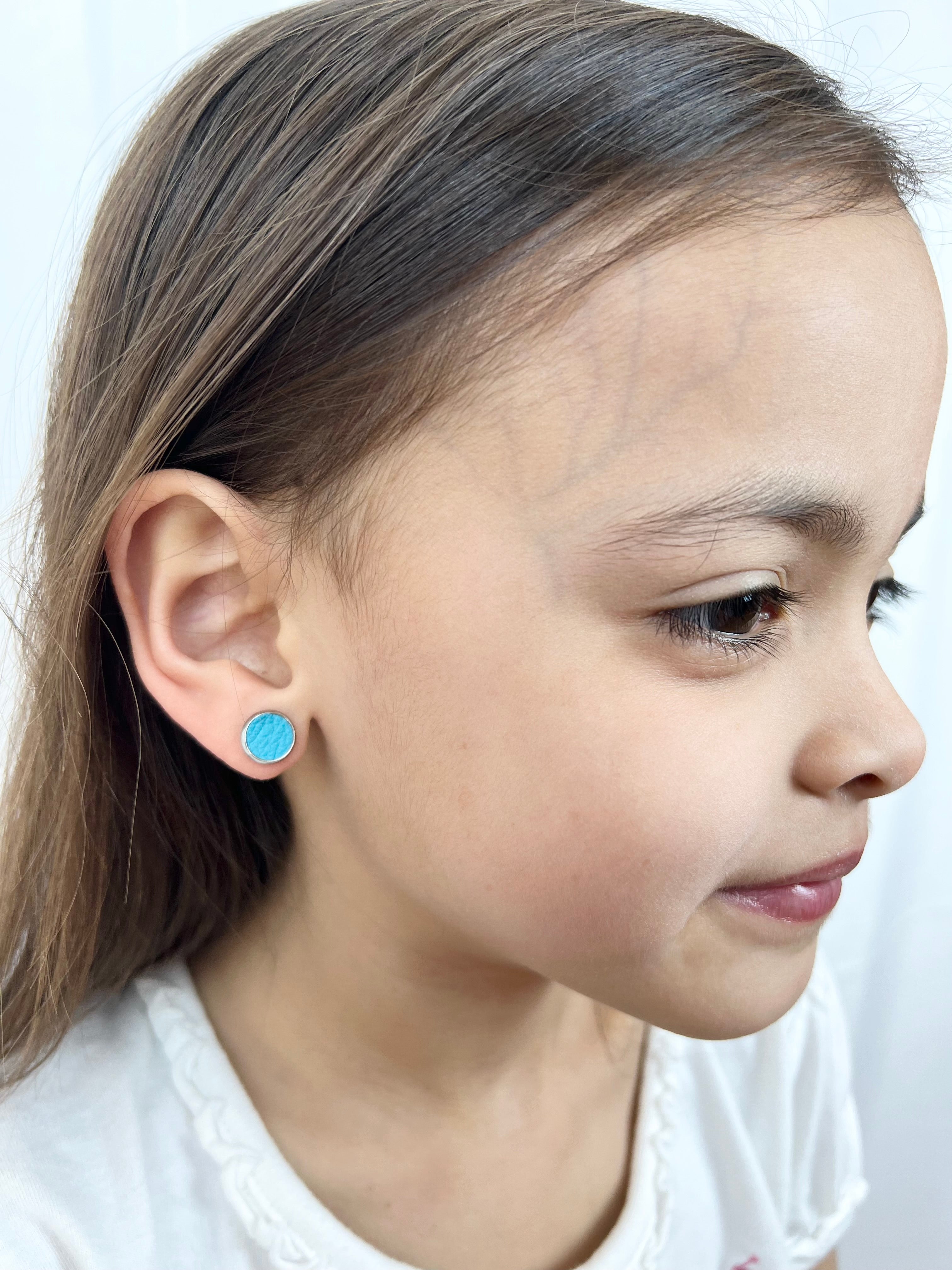 Set of Three Leather Stud Earrings