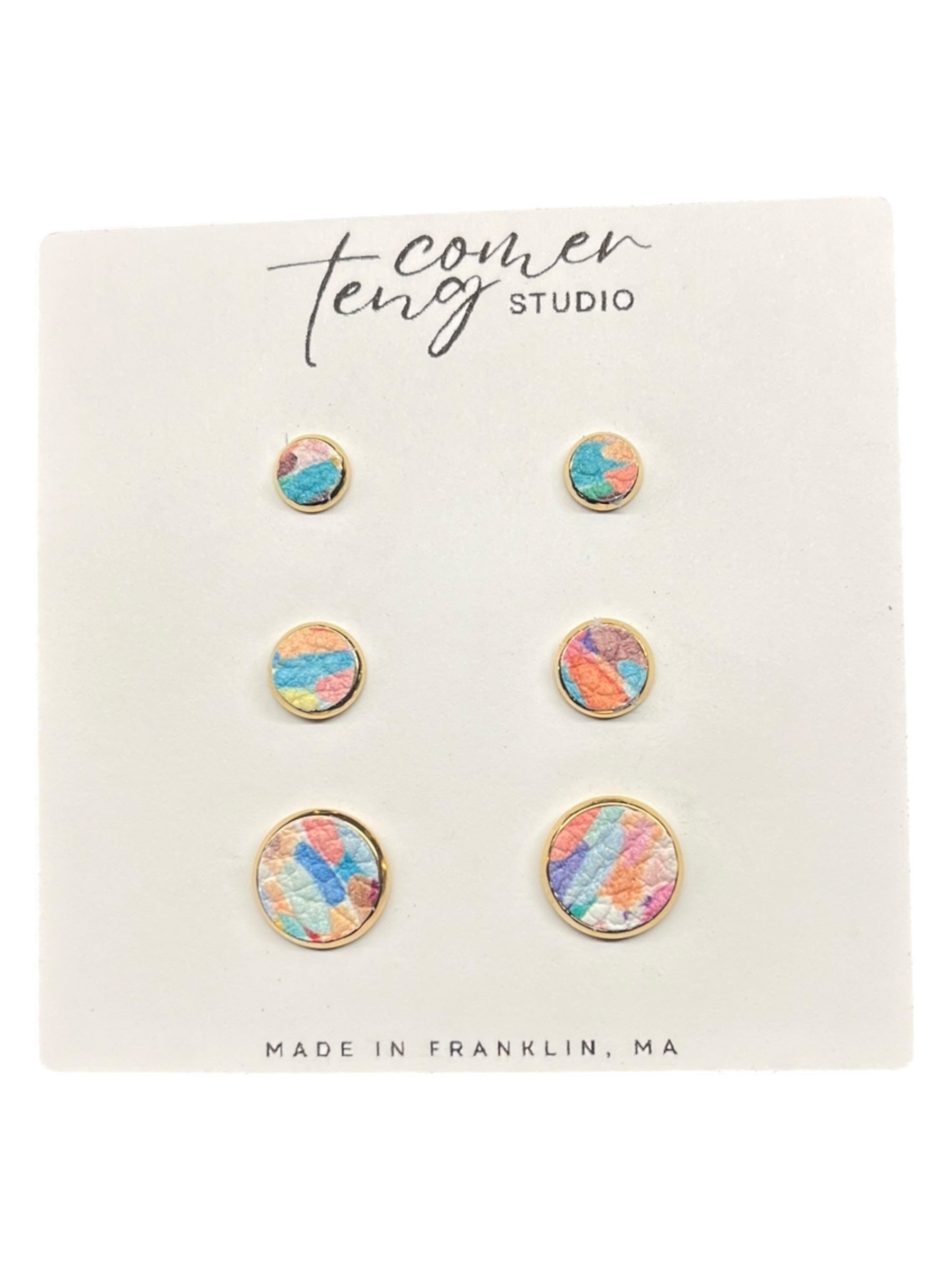 Paint Splash Leather Stud Earrings