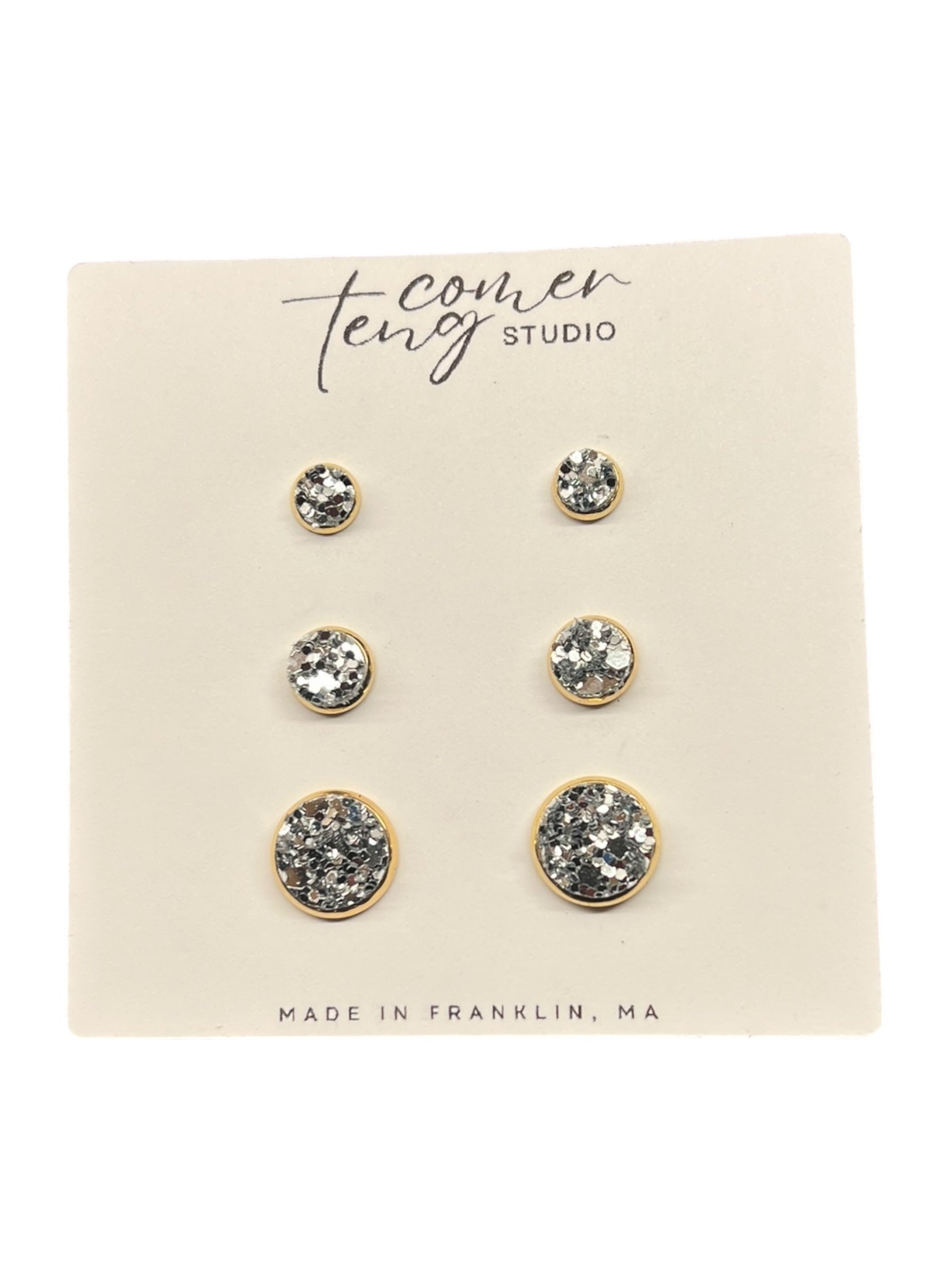 Silver Sparkle Stud Earrings