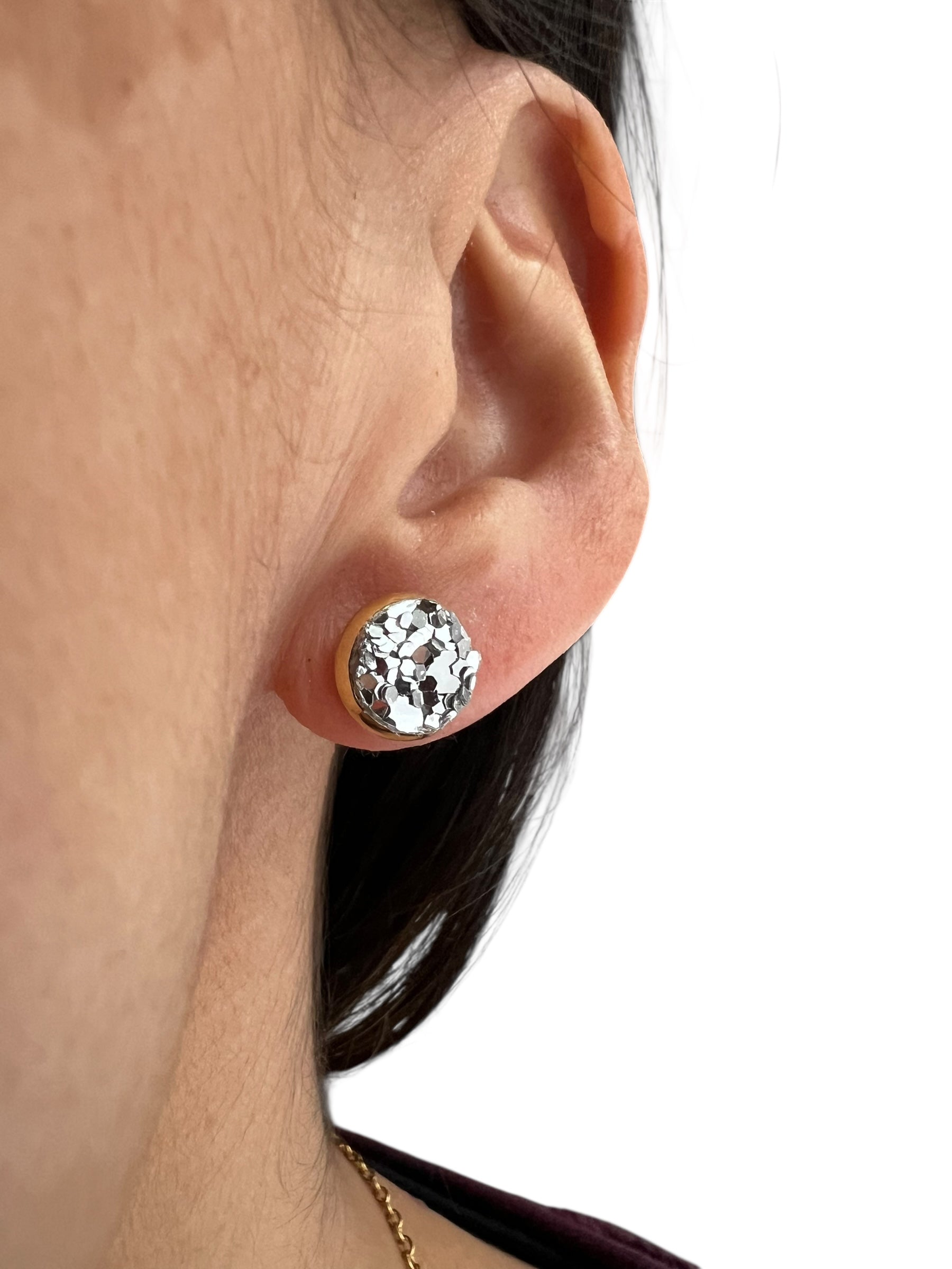 Silver Sparkle Stud Earrings