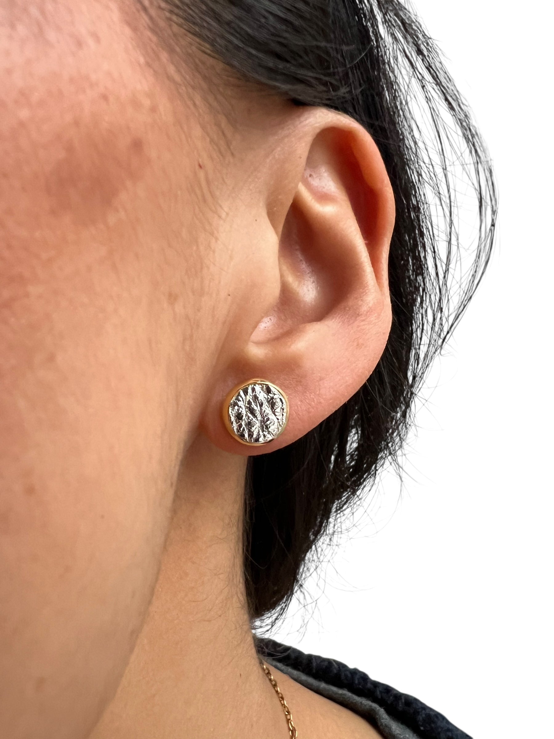 Silver Leather Stud Earrings