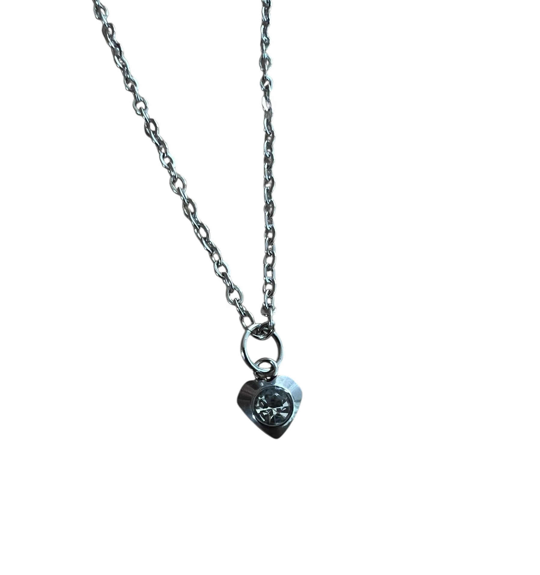 Necklace with a heart-shaped pendant on a white background