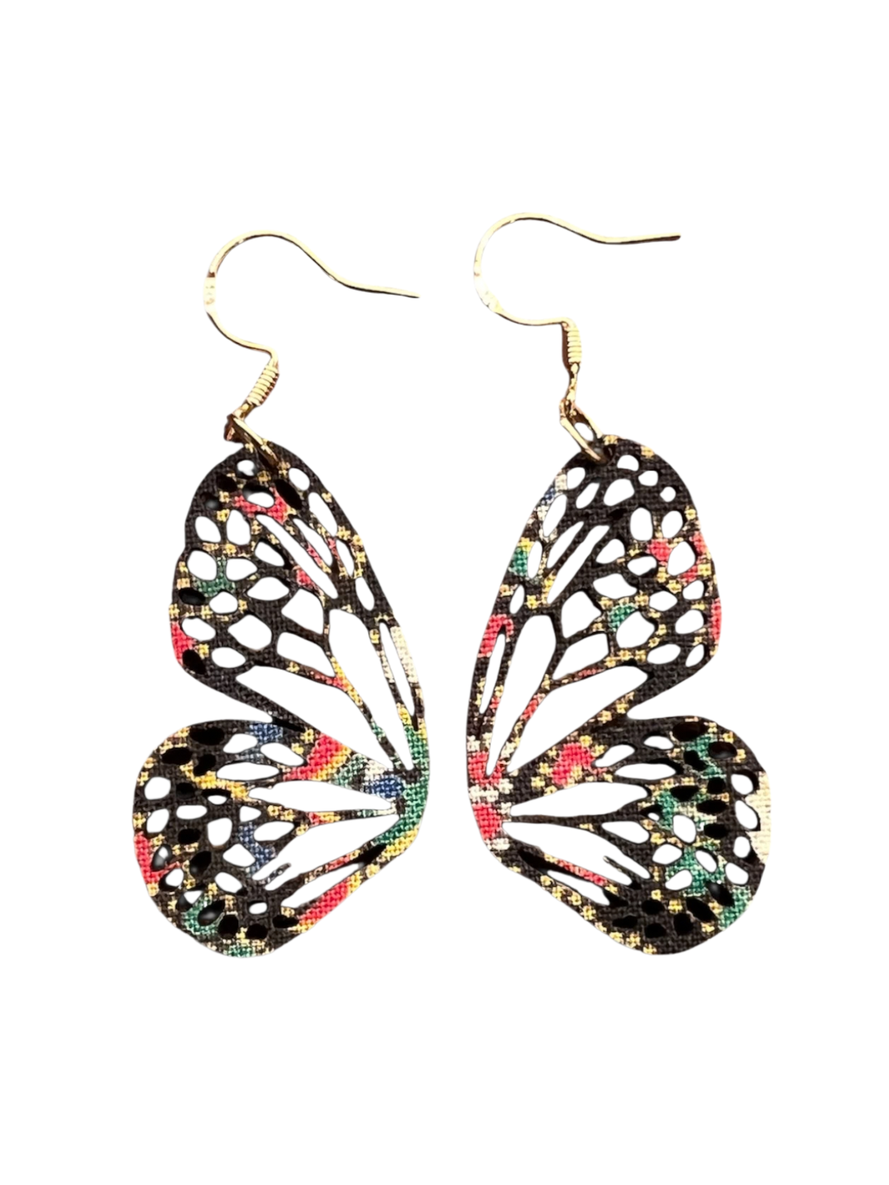 Upcycled Black Boho Butterfly Earrings