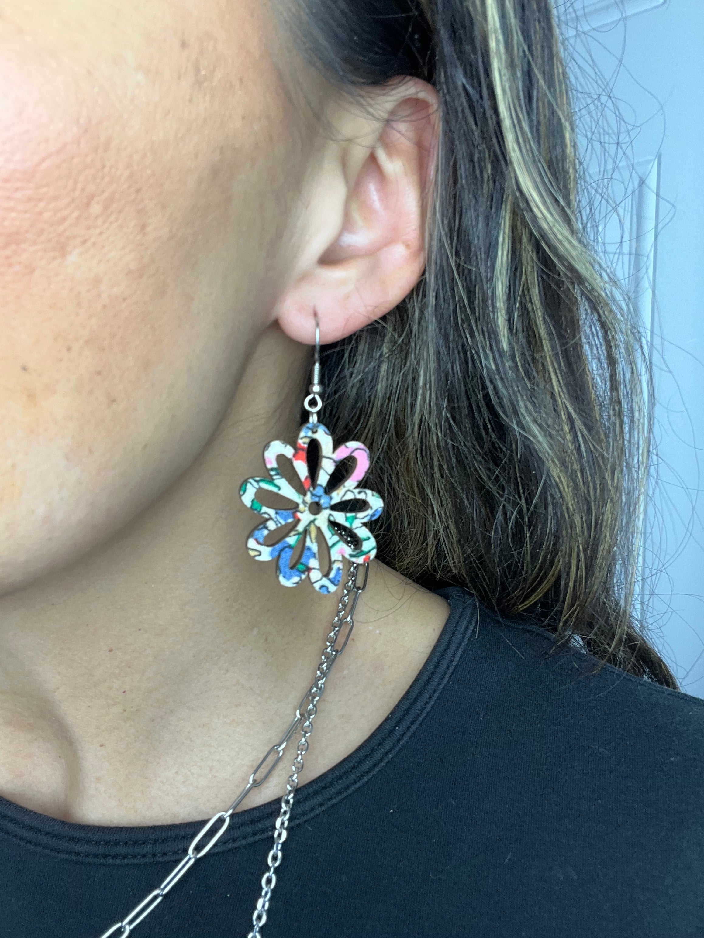 Upcycled Spring Flower Earrings