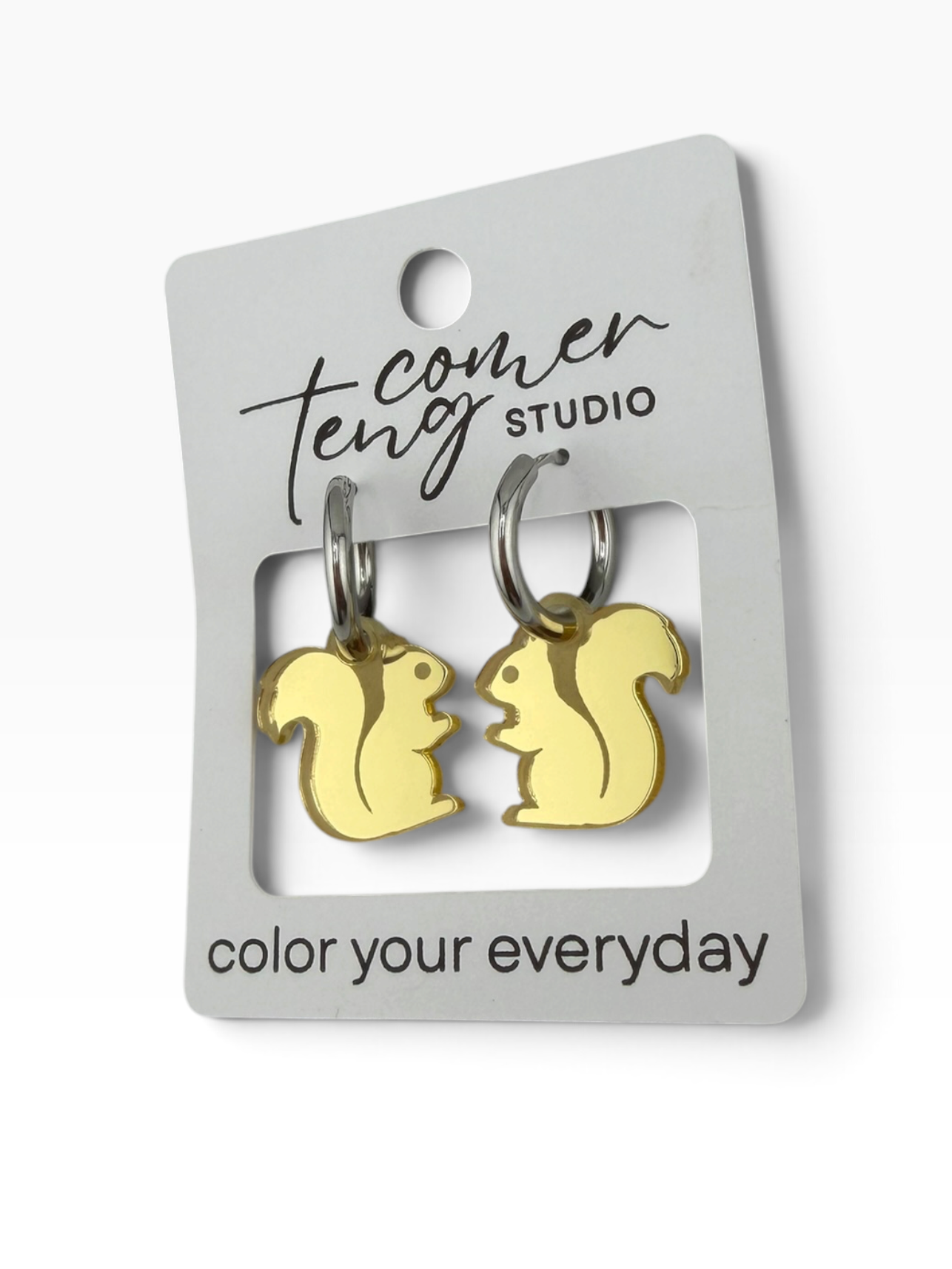 Squirrel Charm Hoop Earrings