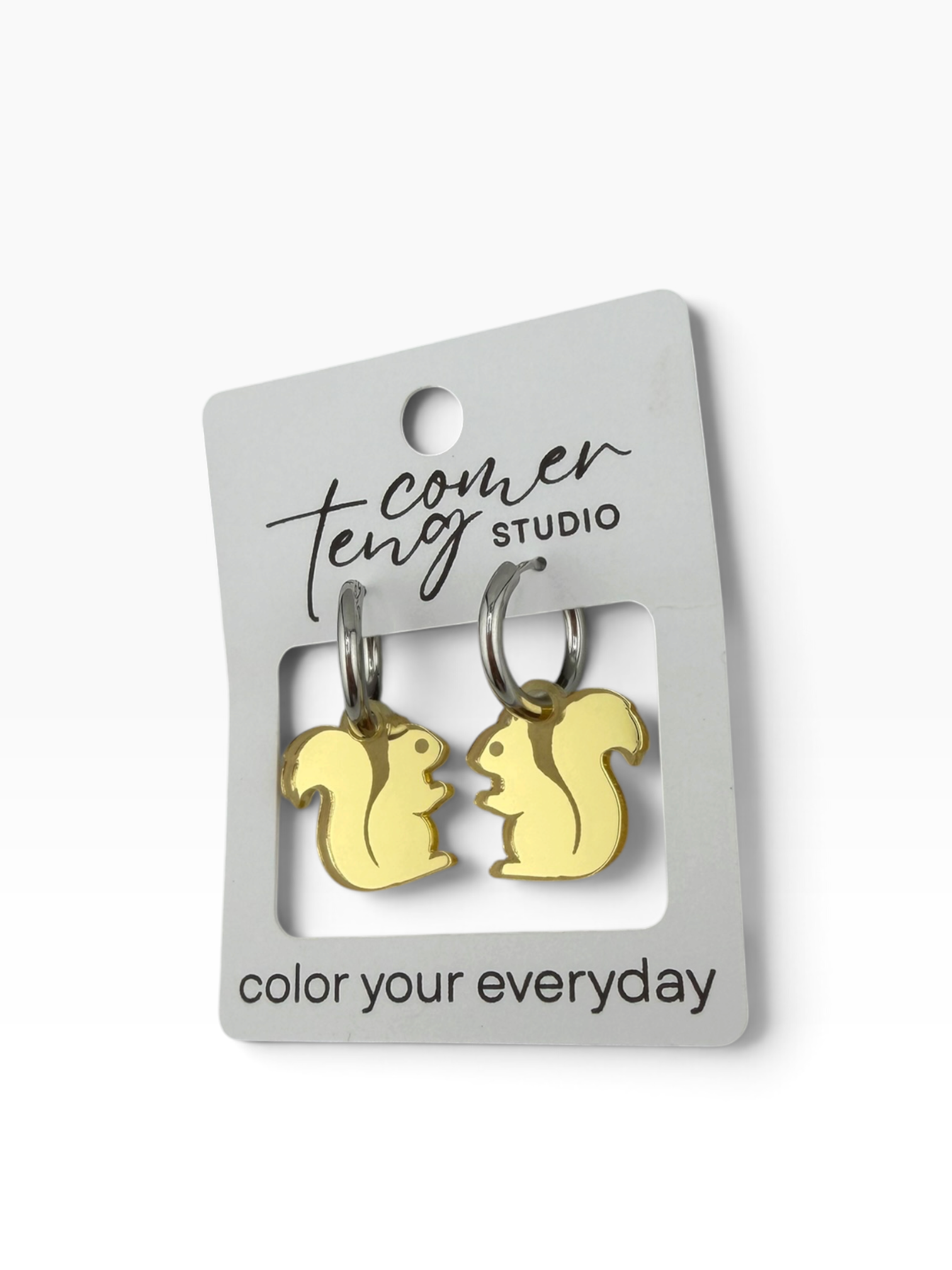 Squirrel Charm Hoop Earrings