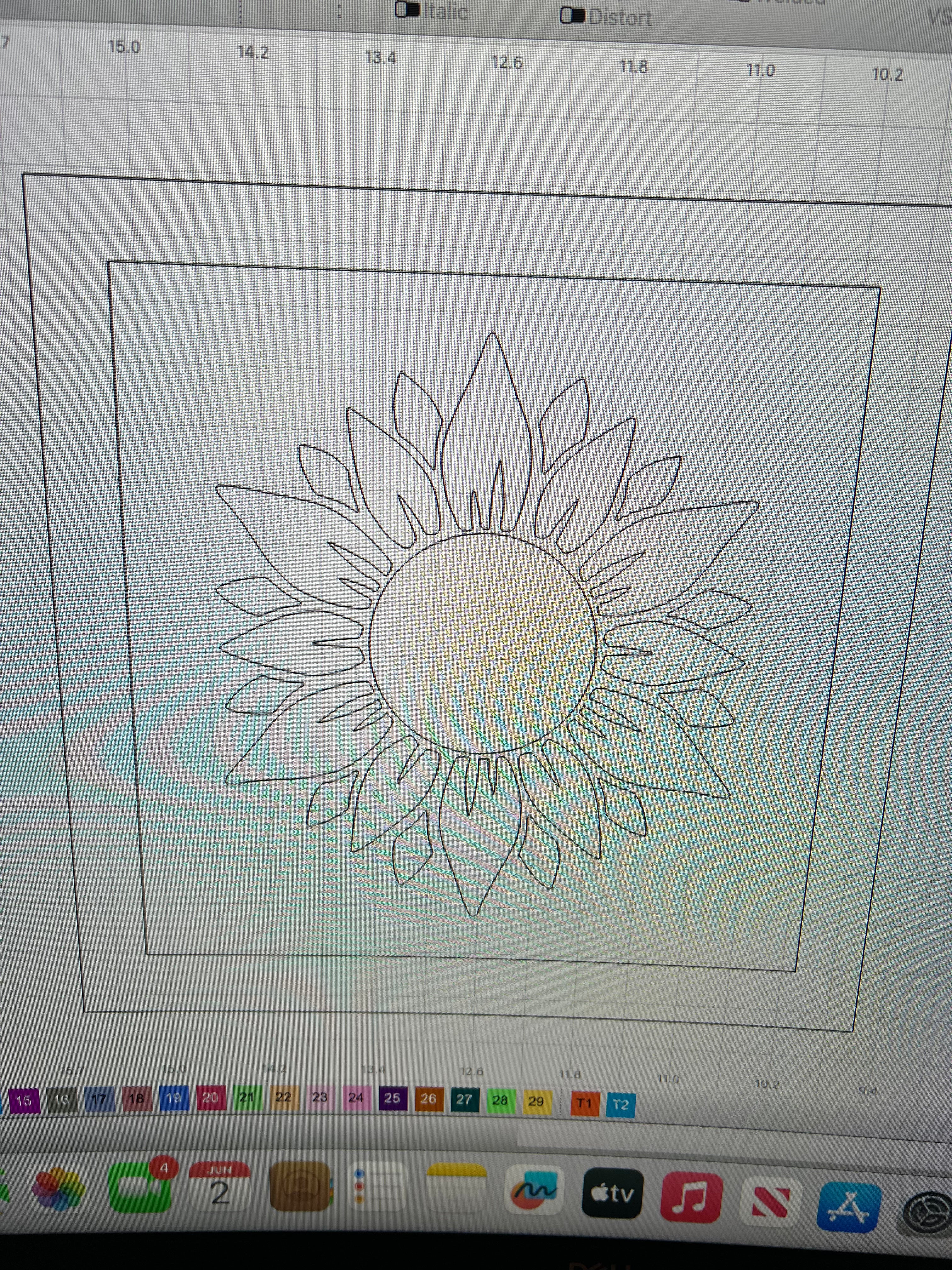 Sunflower design on a grid background