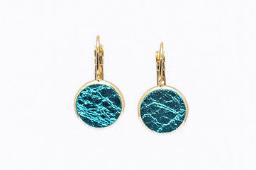 Turquoise Leverback Earrings — 12 mm — Stainless Steel or Gold Setting