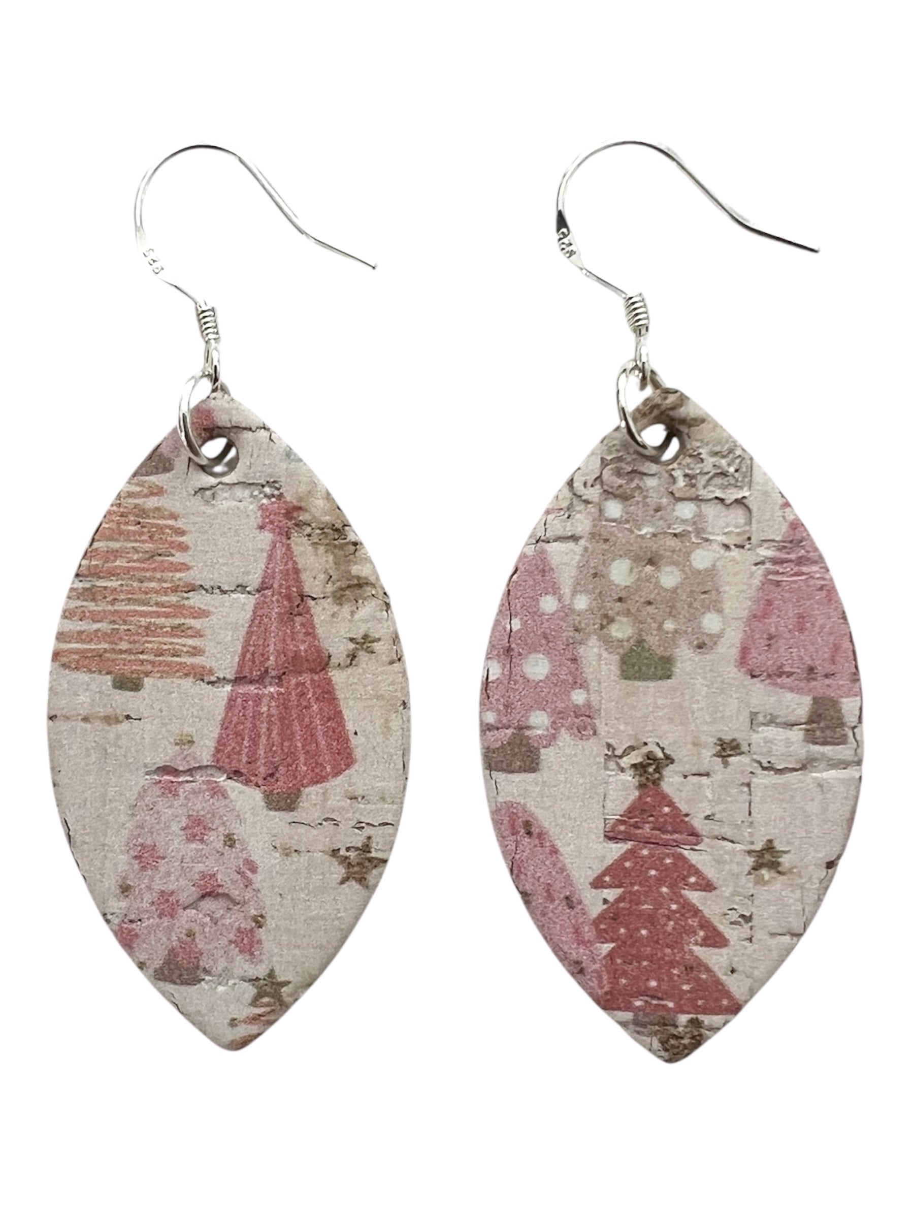 Pink Pine Tree Mini Leaf Earrings