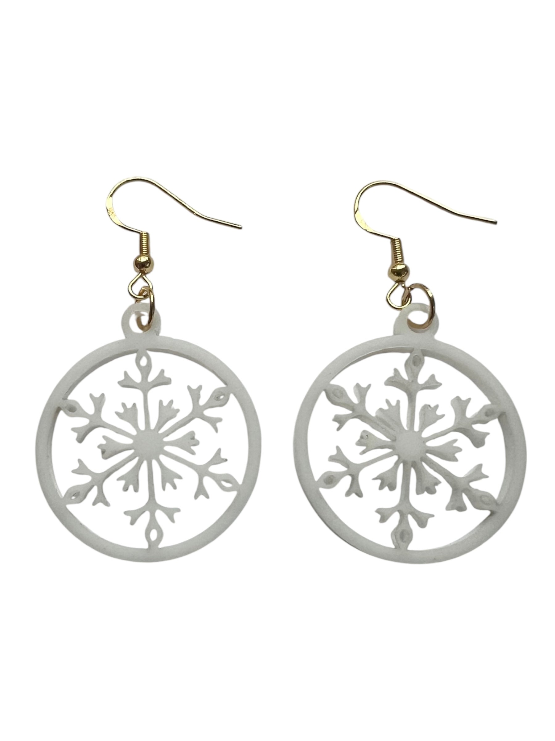 White Acrylic Snowflake Earrings