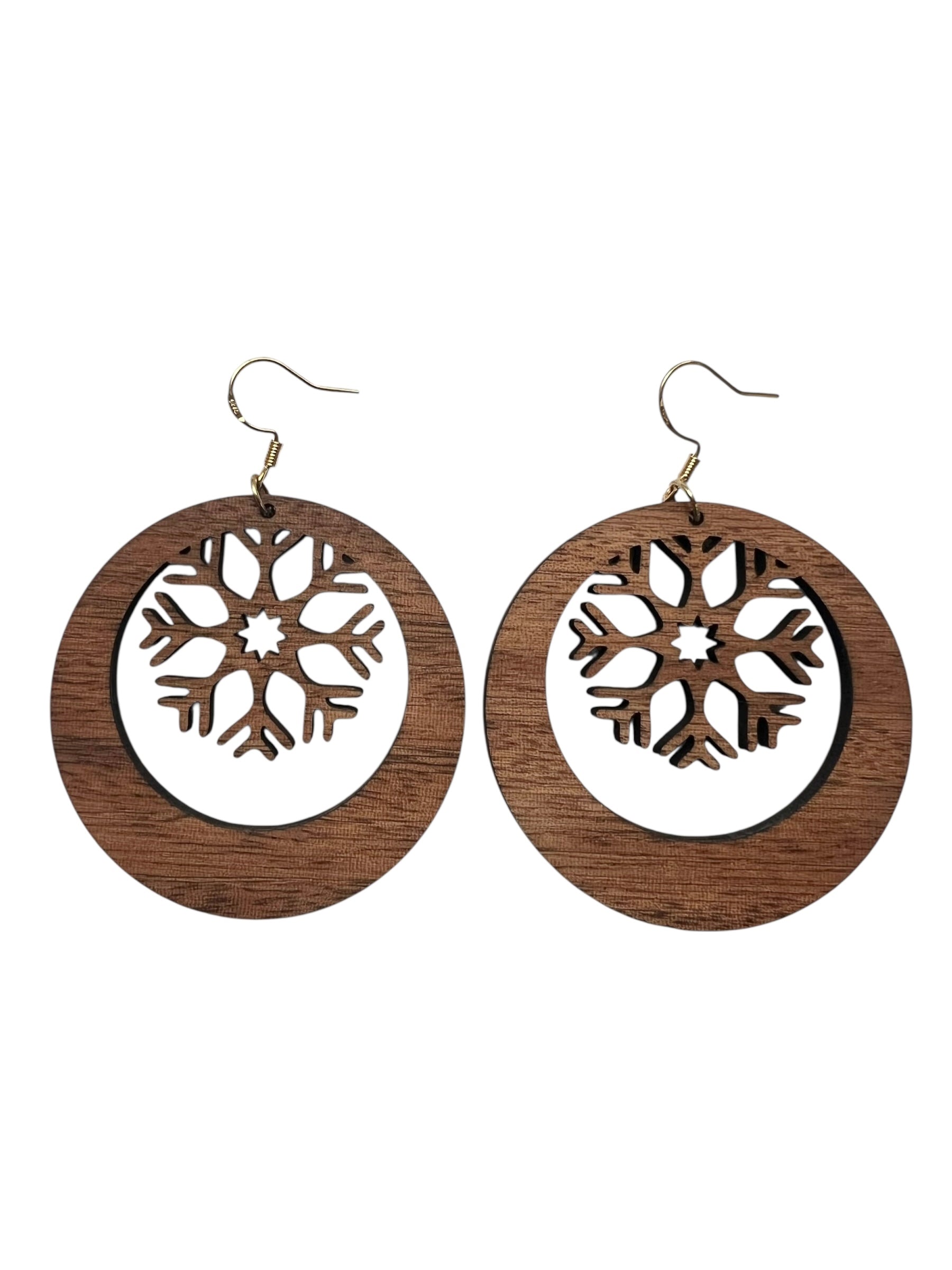 Wood Snowfall Hoop Earrings